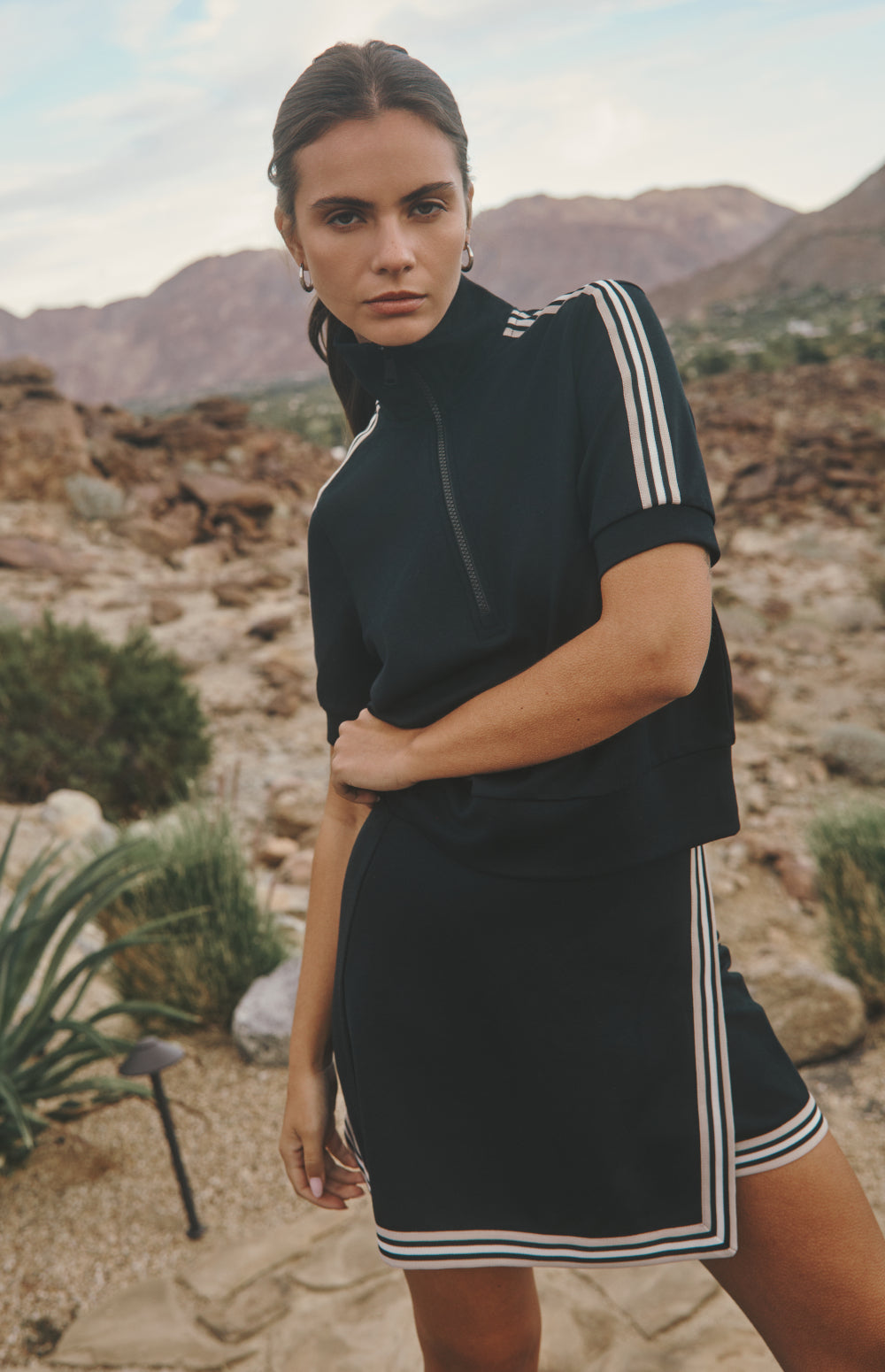 Alp N Rock Amari Half Zip, black mock neck half zip short sleeve shirt for women