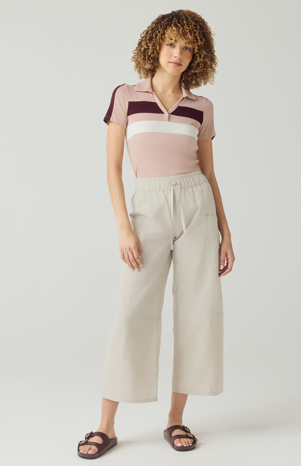 Amina Stripe Polo, Rose | Alp N Rock Alp N Rock Womens Shirt Amina Stripe Polo | Rose