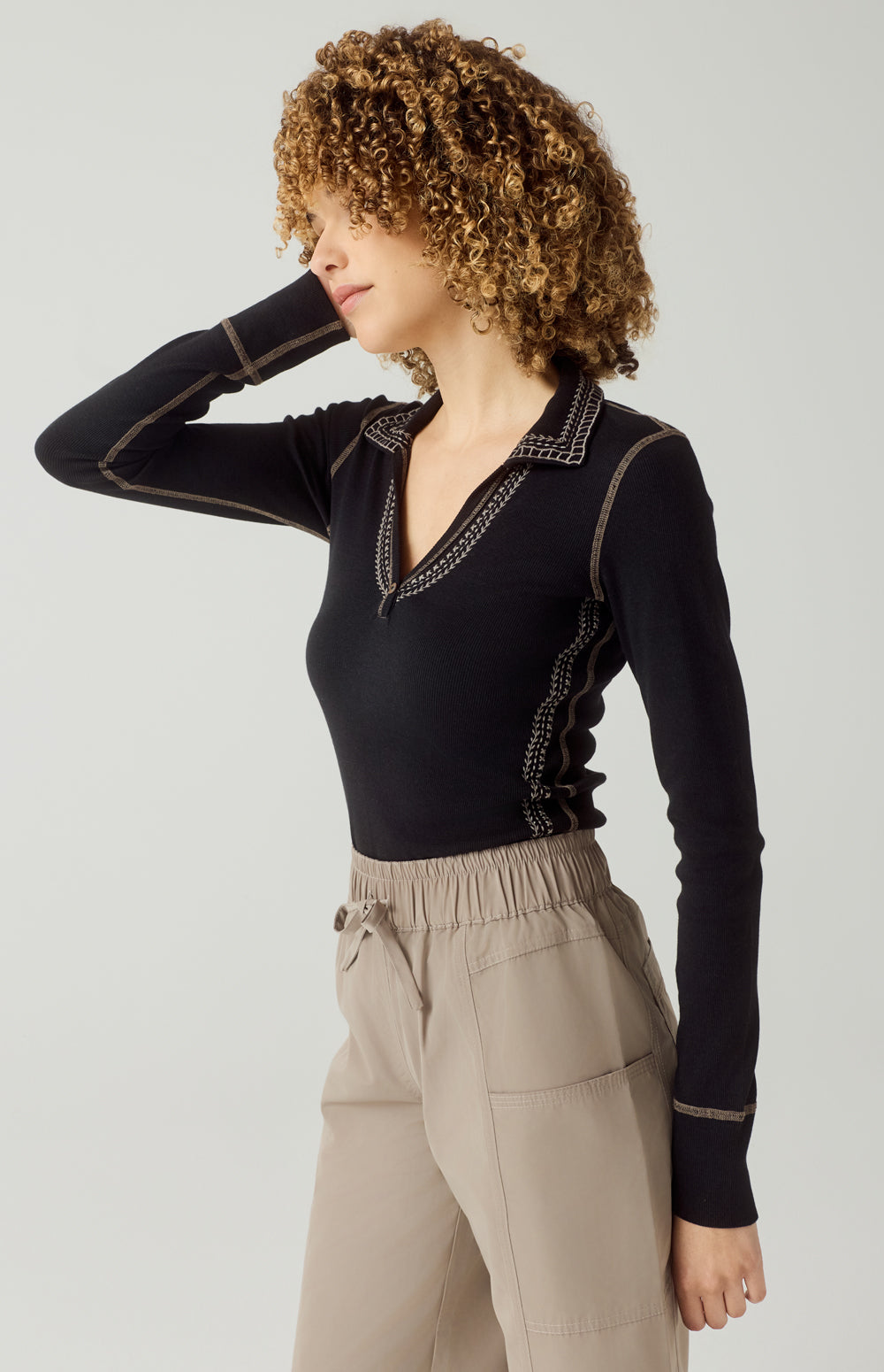 Asher Polo, Black Fossil | Alp N Rock Alp N Rock Womens Shirt Asher Polo | Black/Fossil