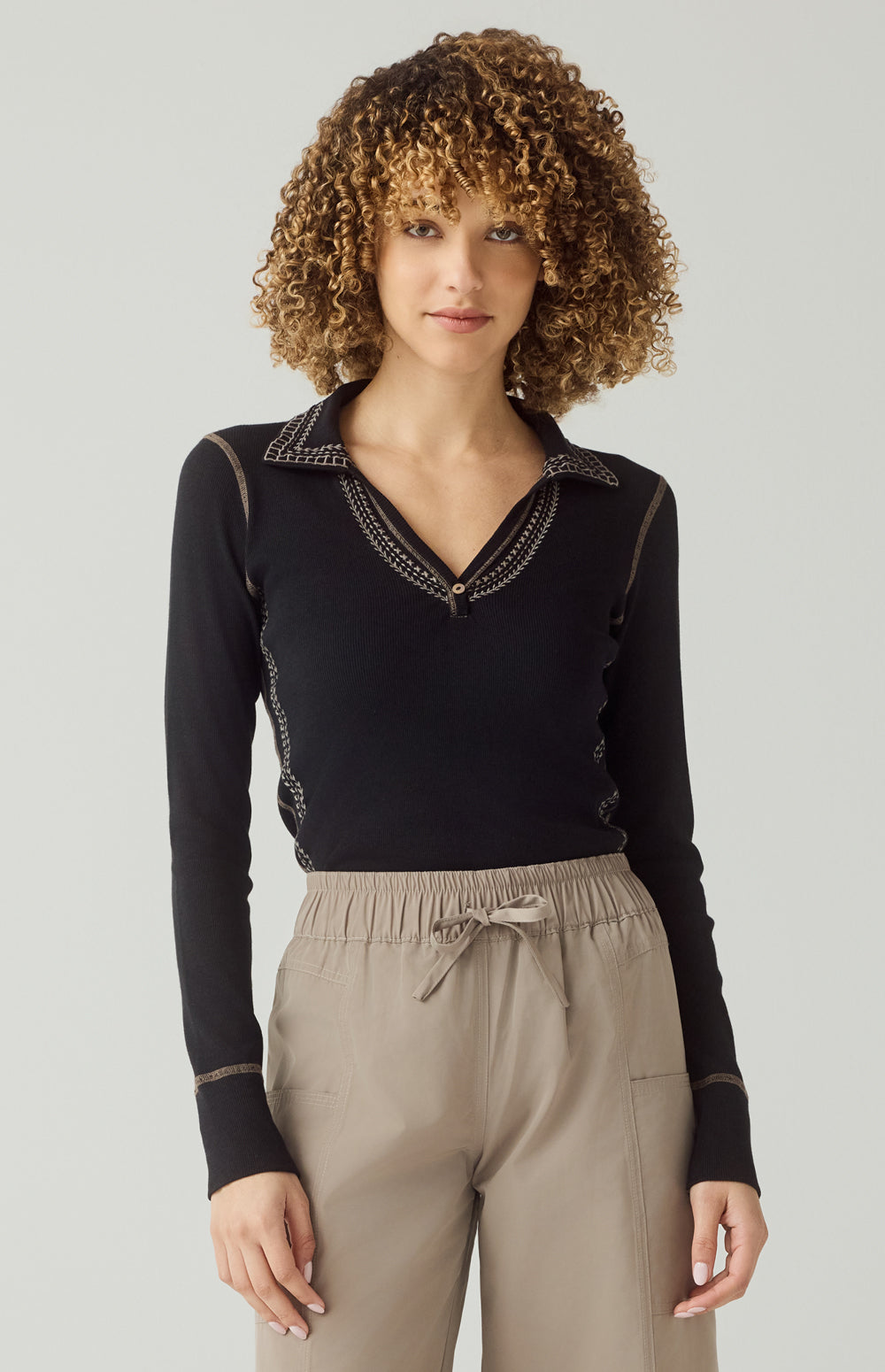 Asher Polo, Black Fossil | Alp N Rock Alp N Rock Womens Shirt Asher Polo | Black/Fossil