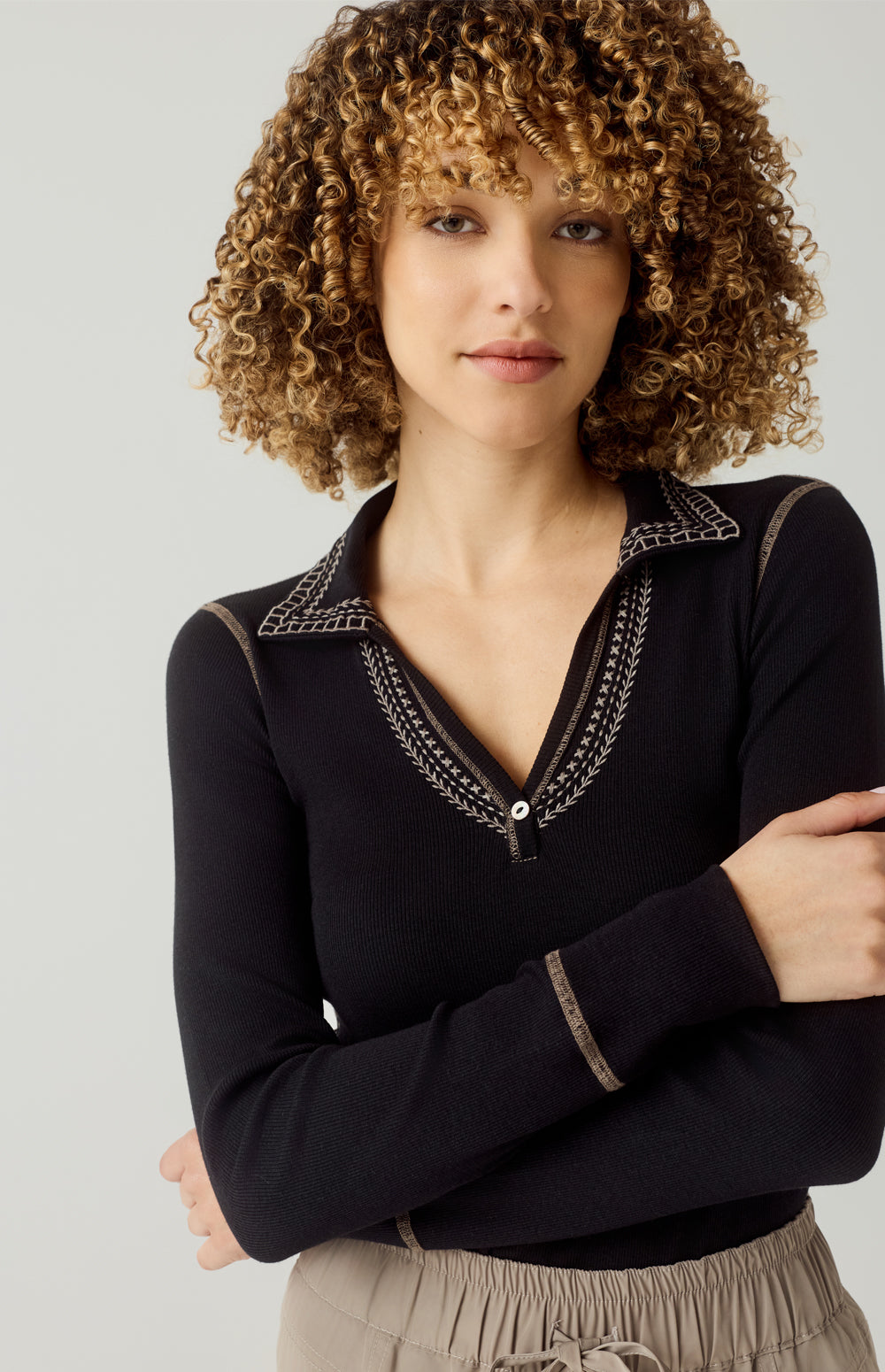 Asher Polo, Black Fossil | Alp N Rock Alp N Rock Womens Shirt Asher Polo | Black/Fossil