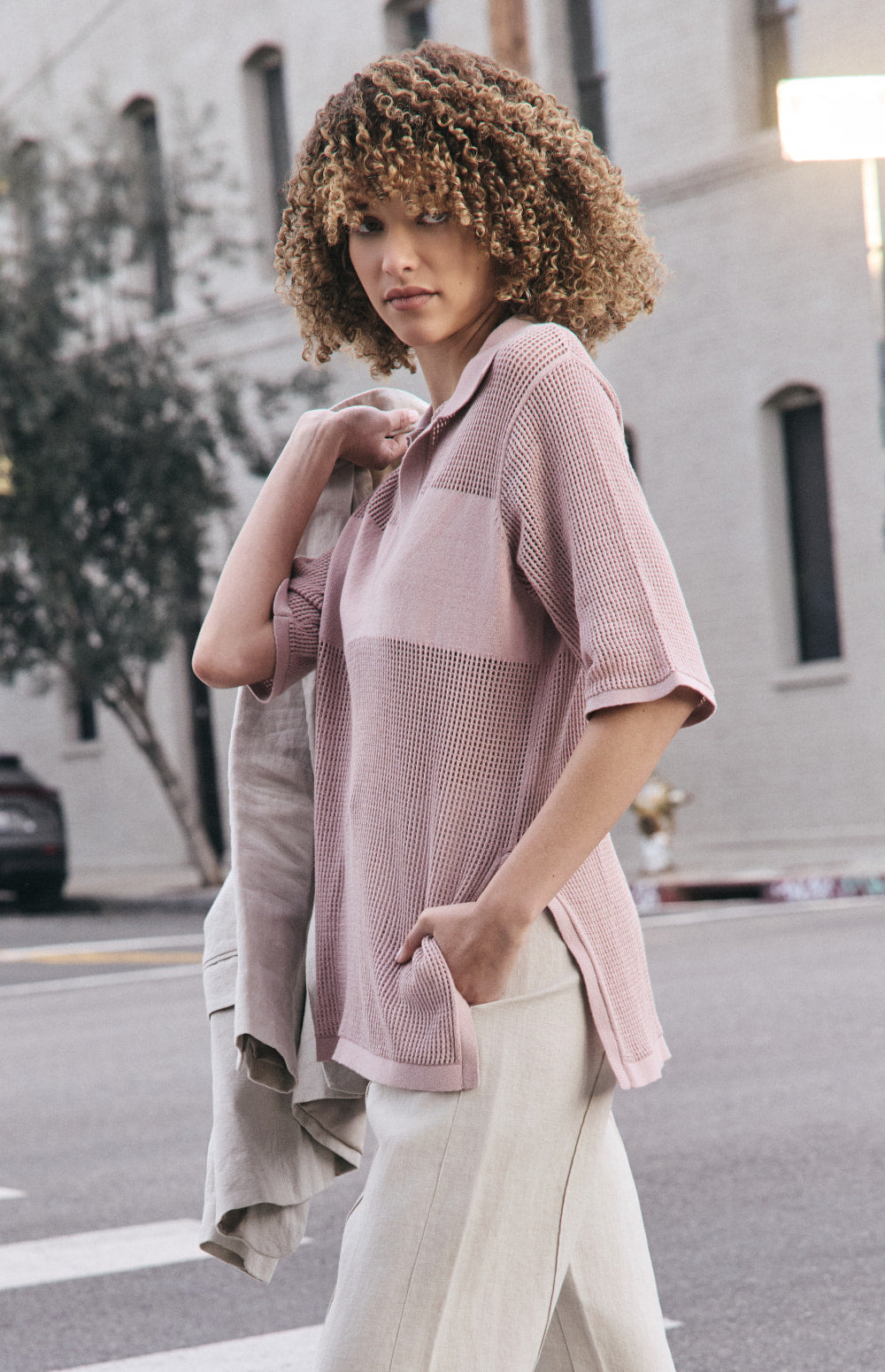 Ayesha Polo Sweater, Rose | Alp N Rock Alp N Rock Womens Shirt Ayesha Polo Sweater | Rose