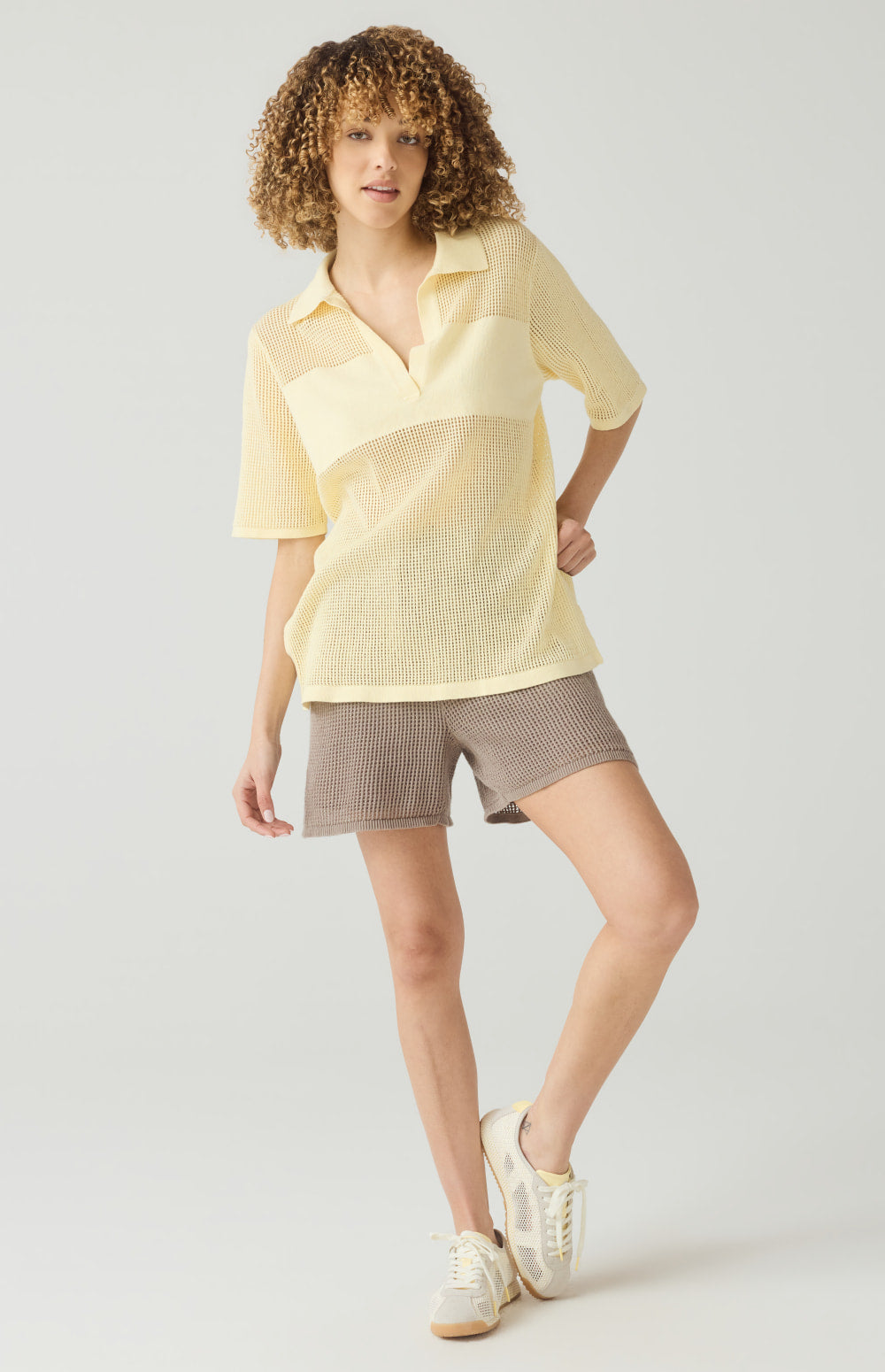 Ayesha Polo Sweater, Soft Yellow | Alp N Rock Alp N Rock Womens Shirt Ayesha Polo Sweater | Soft Yellow