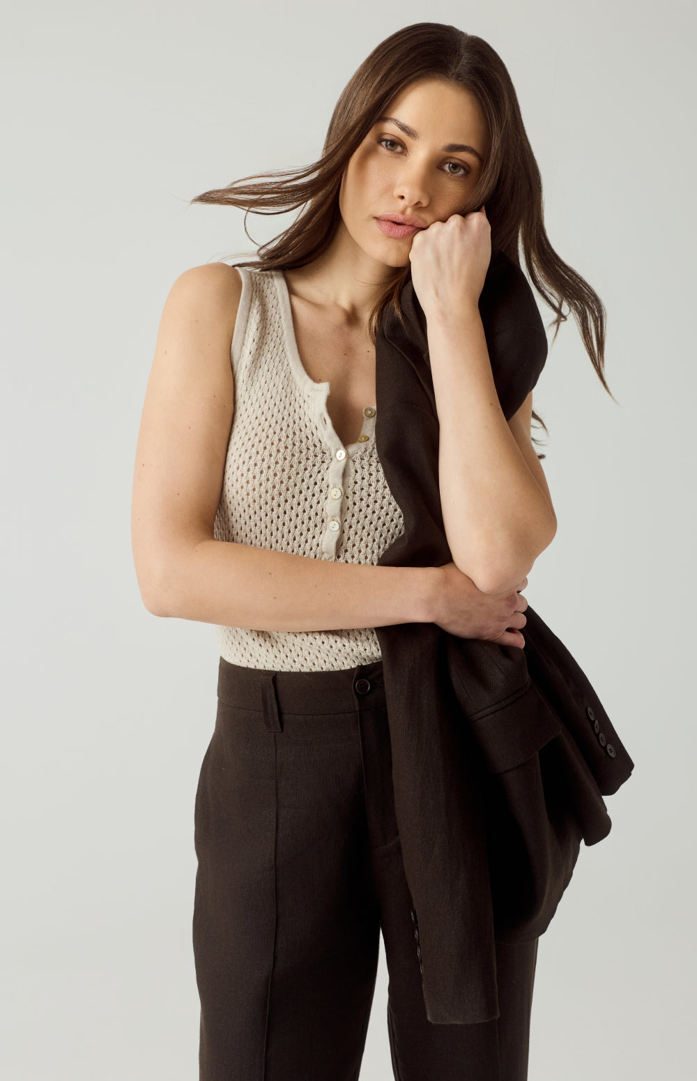 Camila Sweater Henley Tank, Pumice | Alp N Rock