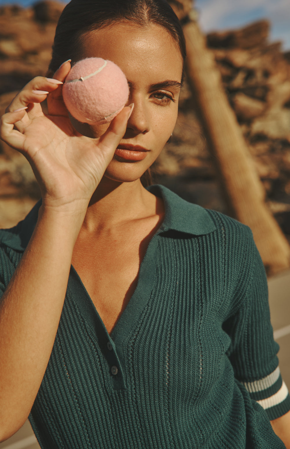 Alp N Rock Ciri Polo, teal lightweight short sleeve polo sweater for women