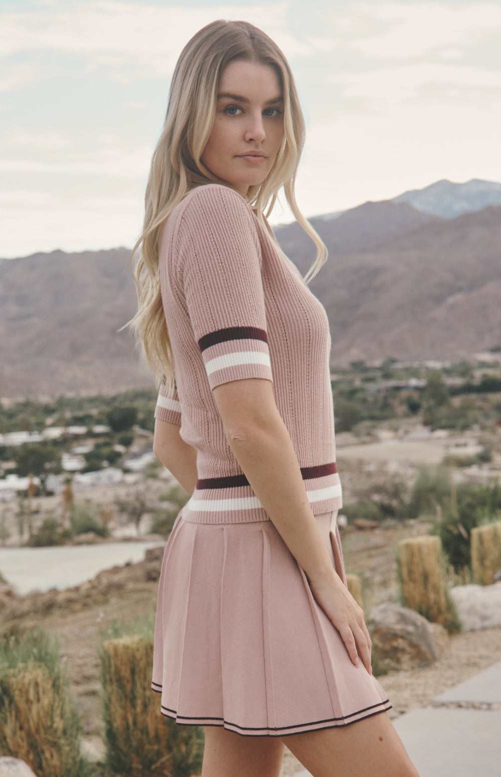 Alp N Rock Ciri Polo, rose pink lightweight short sleeve polo sweater for women