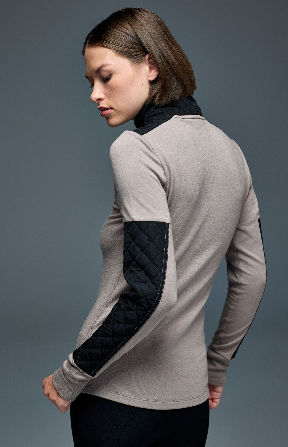 Cody Quilted Zip Mock Neck, Fossil | Alp N Rock Alp N Rock Womens Shirt Cody Quilted Zip Mock Neck | Fossil