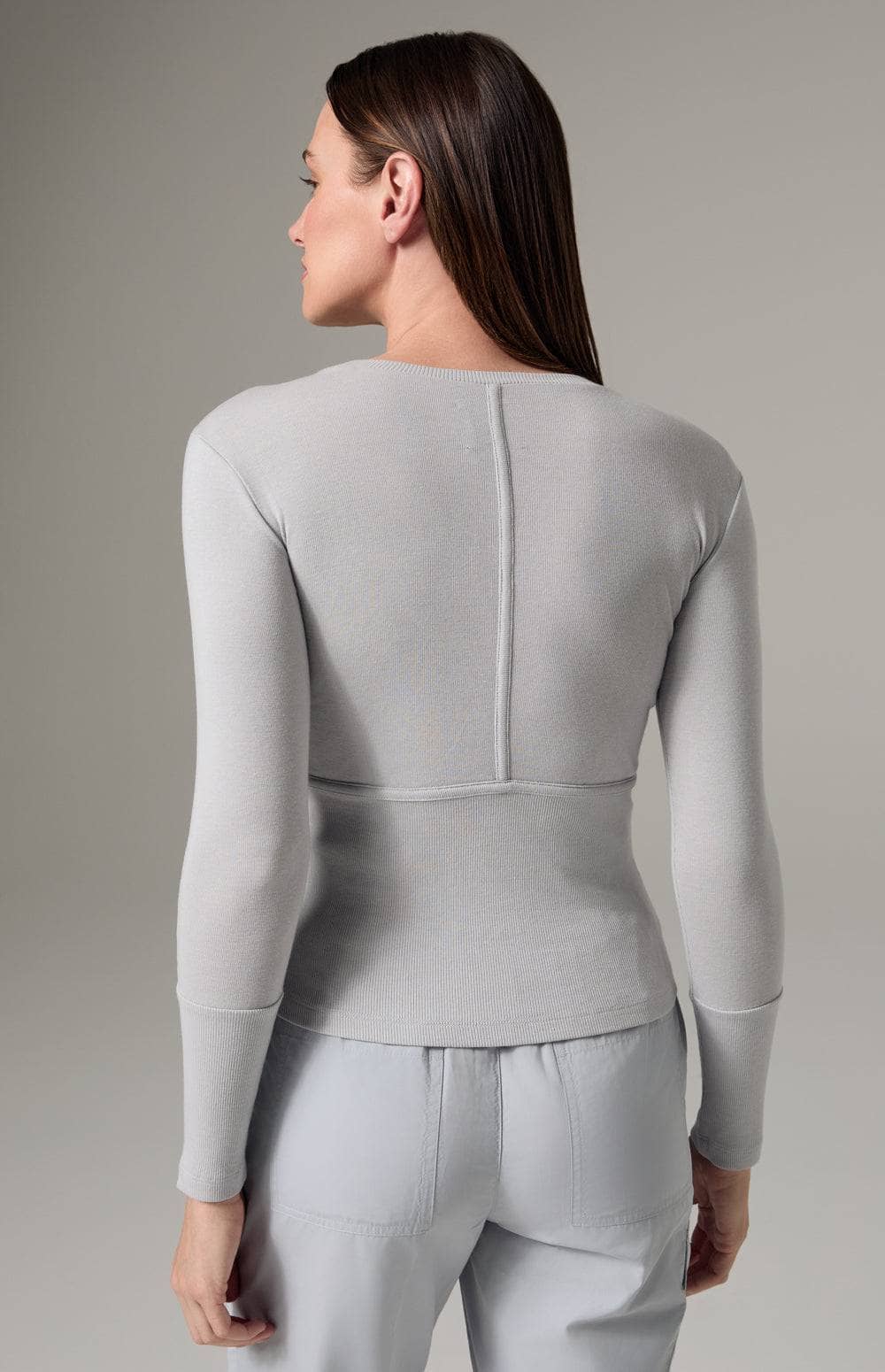 Alp N Rock Delaney Top, Women's Silver Grey Knit Top with Stitch Detailing at the Chest and Bodice