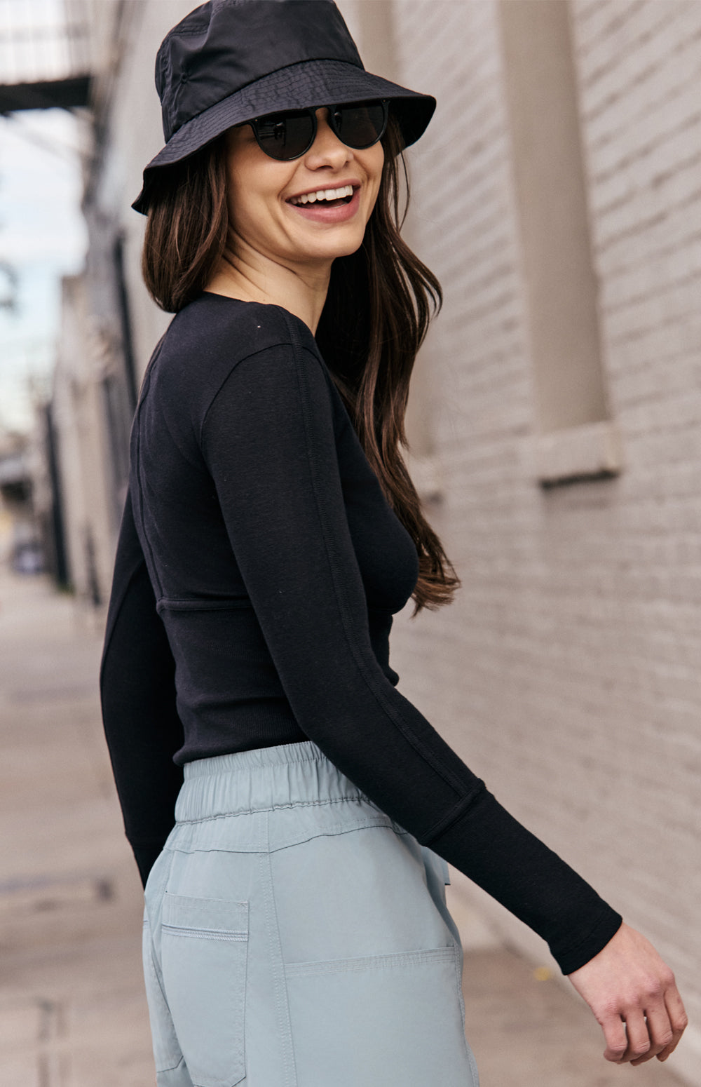 Alp N Rock Delaney Top, black longsleeve crew neck top for women