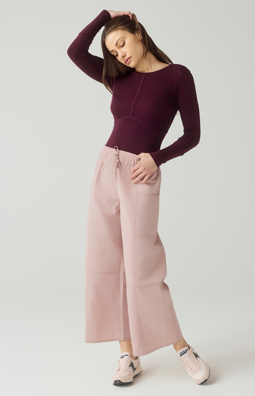 Alp N Rock Delaney Top, dark cherry longsleeve crew neck top for women