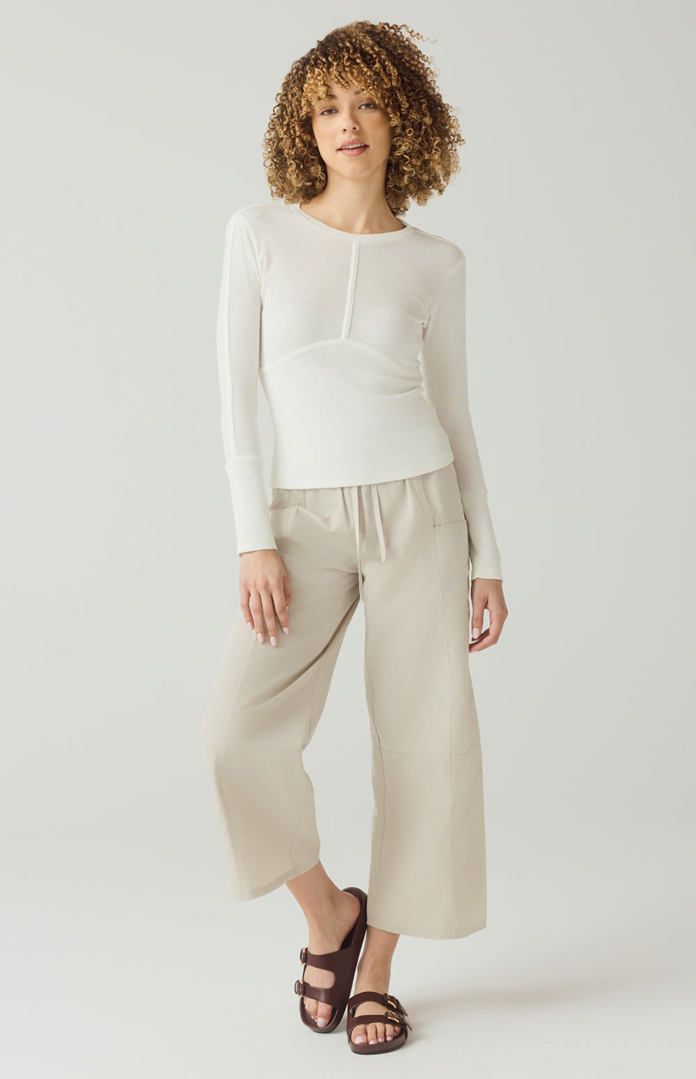 Alp N Rock Delaney Top, off white longsleeve crew neck top for women