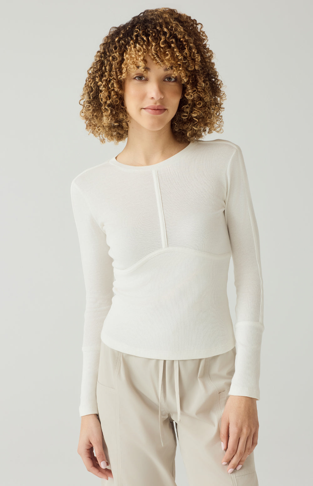Alp N Rock Delaney Top, off white longsleeve crew neck top for women
