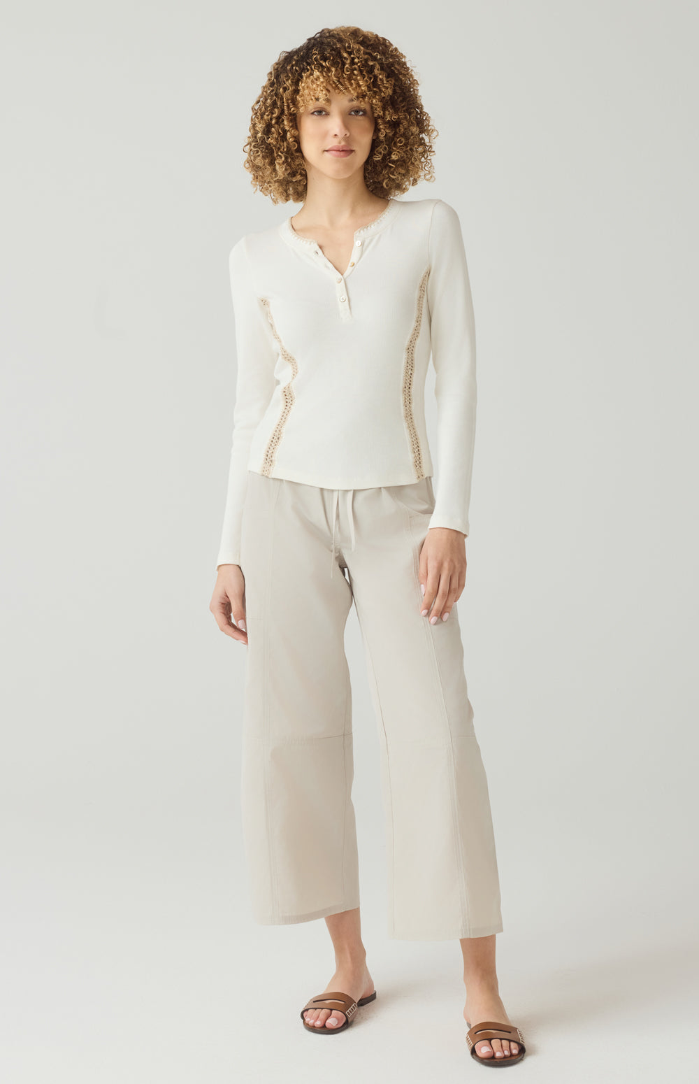 Alp N Rock Iris Henley Shirt, off white longsleeve henley shirt for women