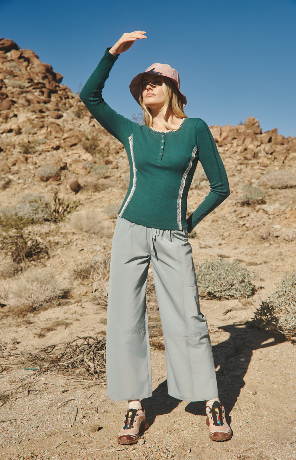 Alp N Rock Iris Henley Shirt, teal longsleeve henley shirt for women