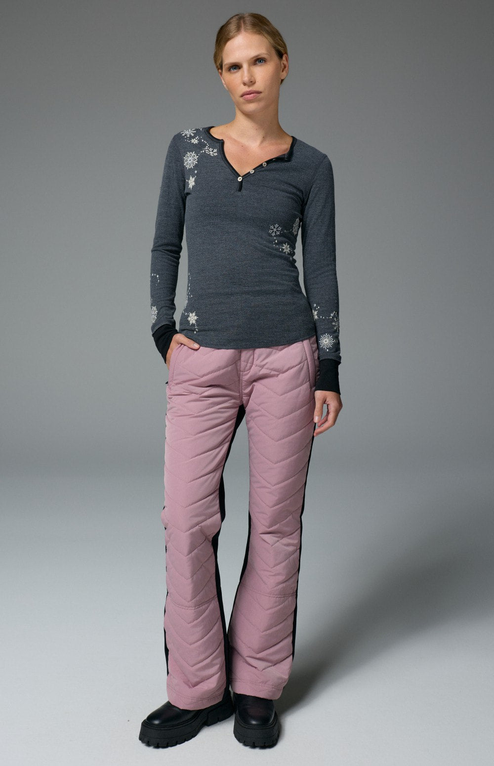 Kiara Henley Shirt, Heather Black | Alp N Rock Alp N Rock Womens Shirt Kiara Henley Shirt | Heather Black