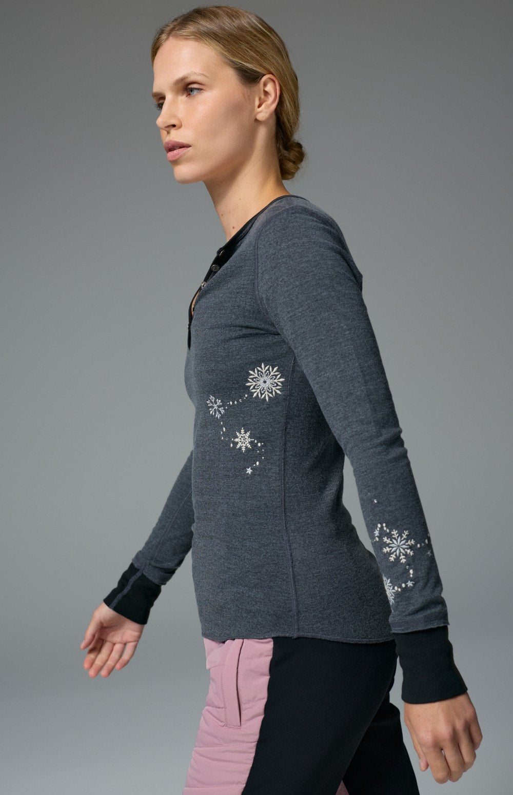 Kiara Henley Shirt, Heather Black | Alp N Rock Alp N Rock Womens Shirt Kiara Henley Shirt | Heather Black