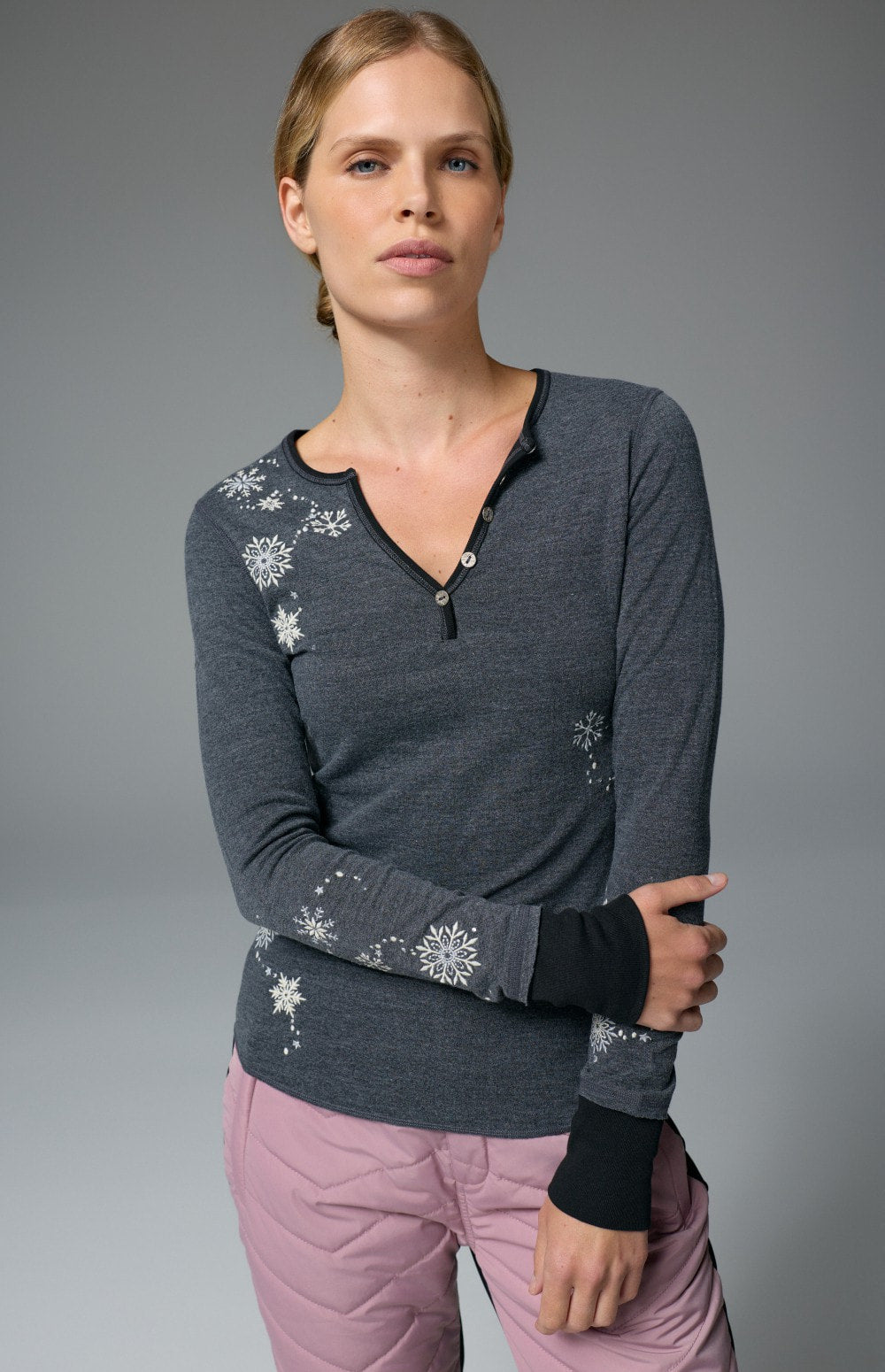 Kiara Henley Shirt, Heather Black | Alp N Rock Alp N Rock Womens Shirt Kiara Henley Shirt | Heather Black