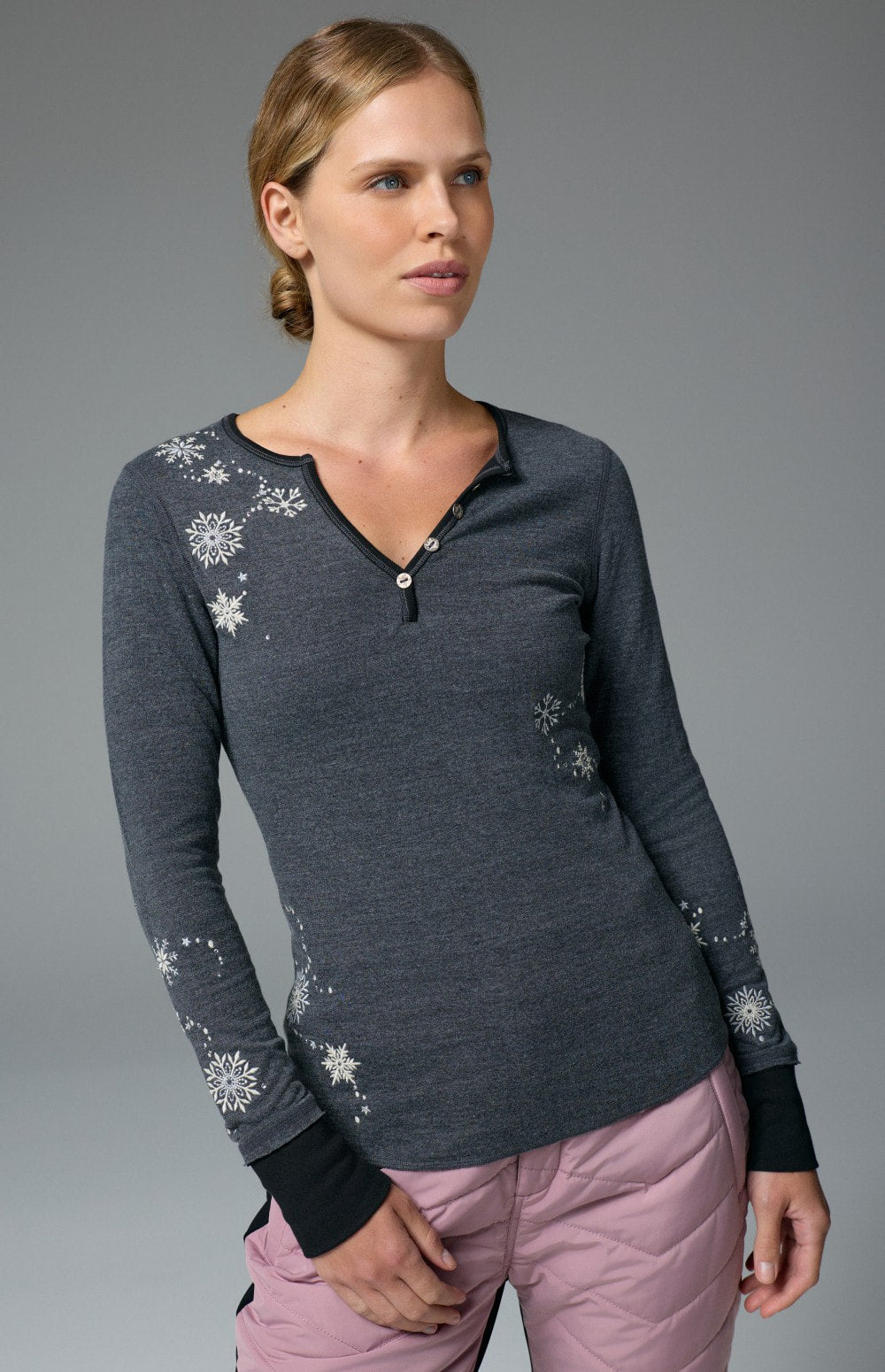 Kiara Henley Shirt, Heather Black | Alp N Rock Alp N Rock Womens Shirt Kiara Henley Shirt | Heather Black