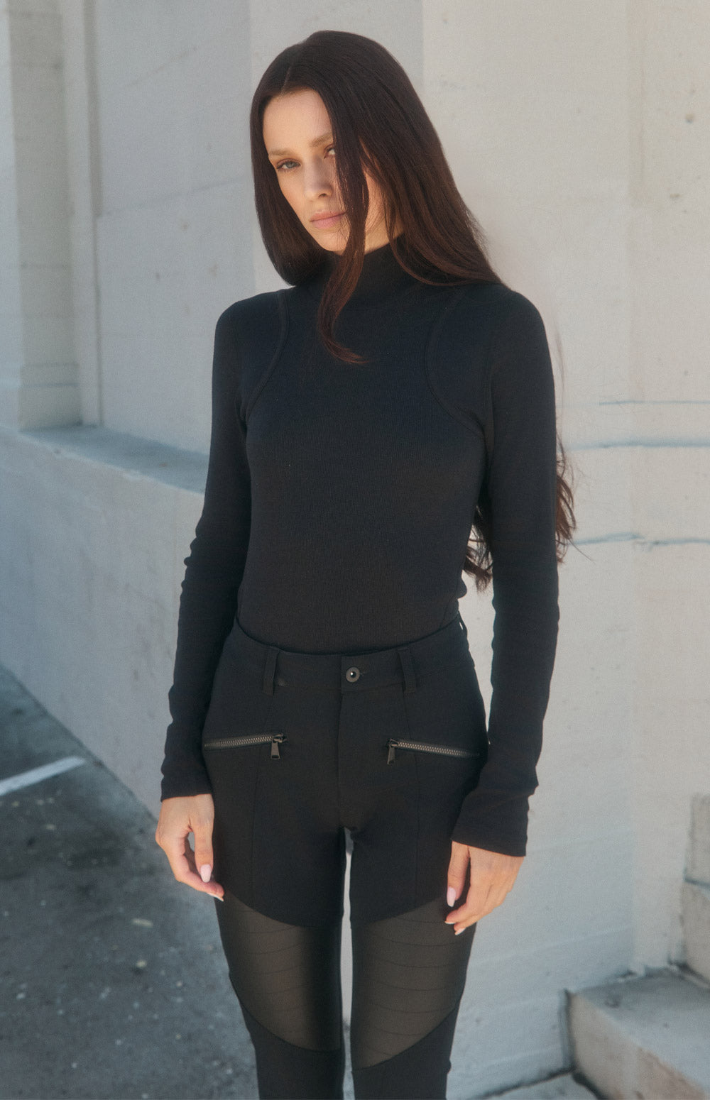 Alp N Rock Laila Shirt, black mock neck longsleeve shirt for women
