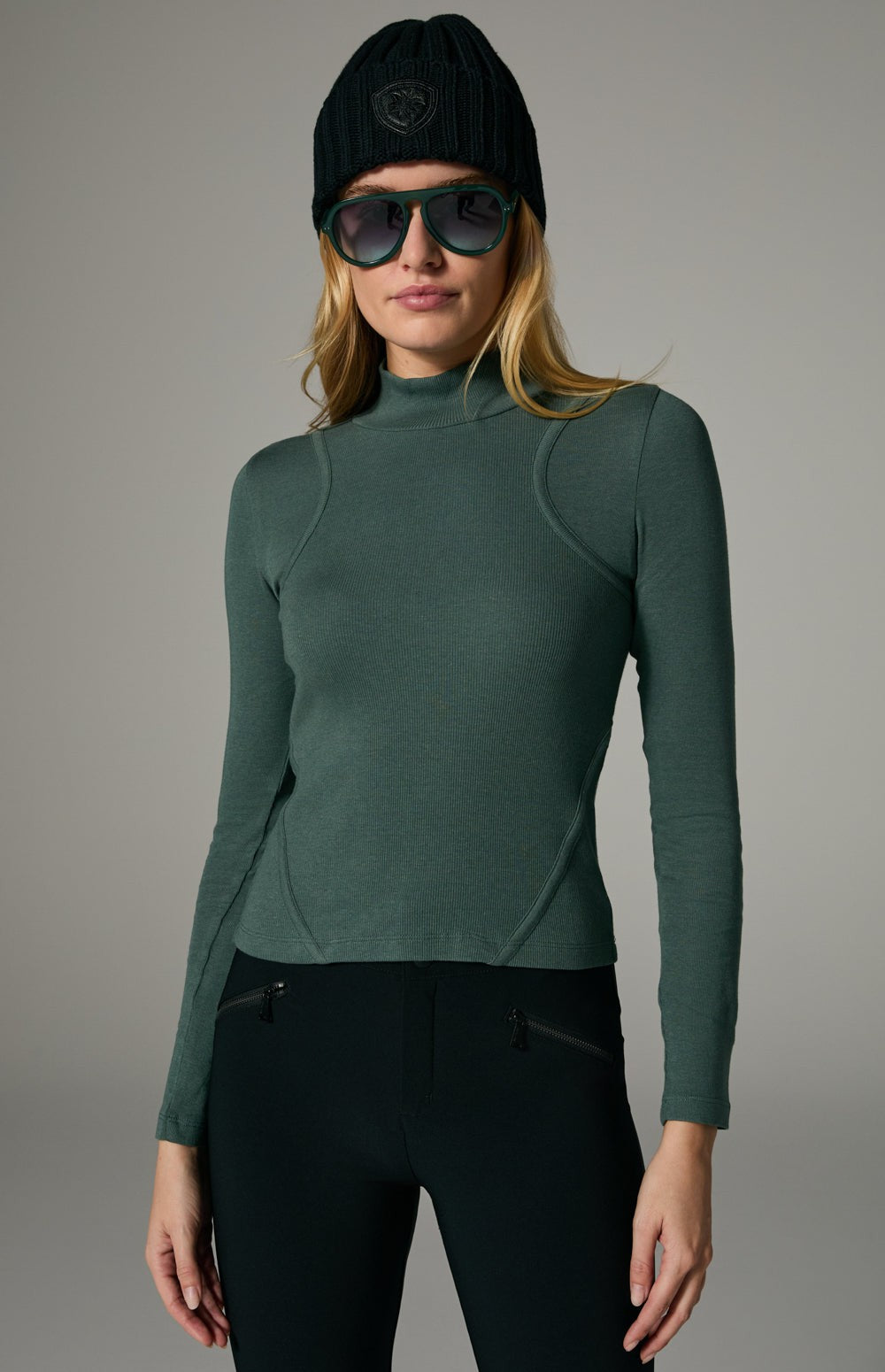 Alp N Rock Laila Shirt, green mock neck longsleeve shirt for women