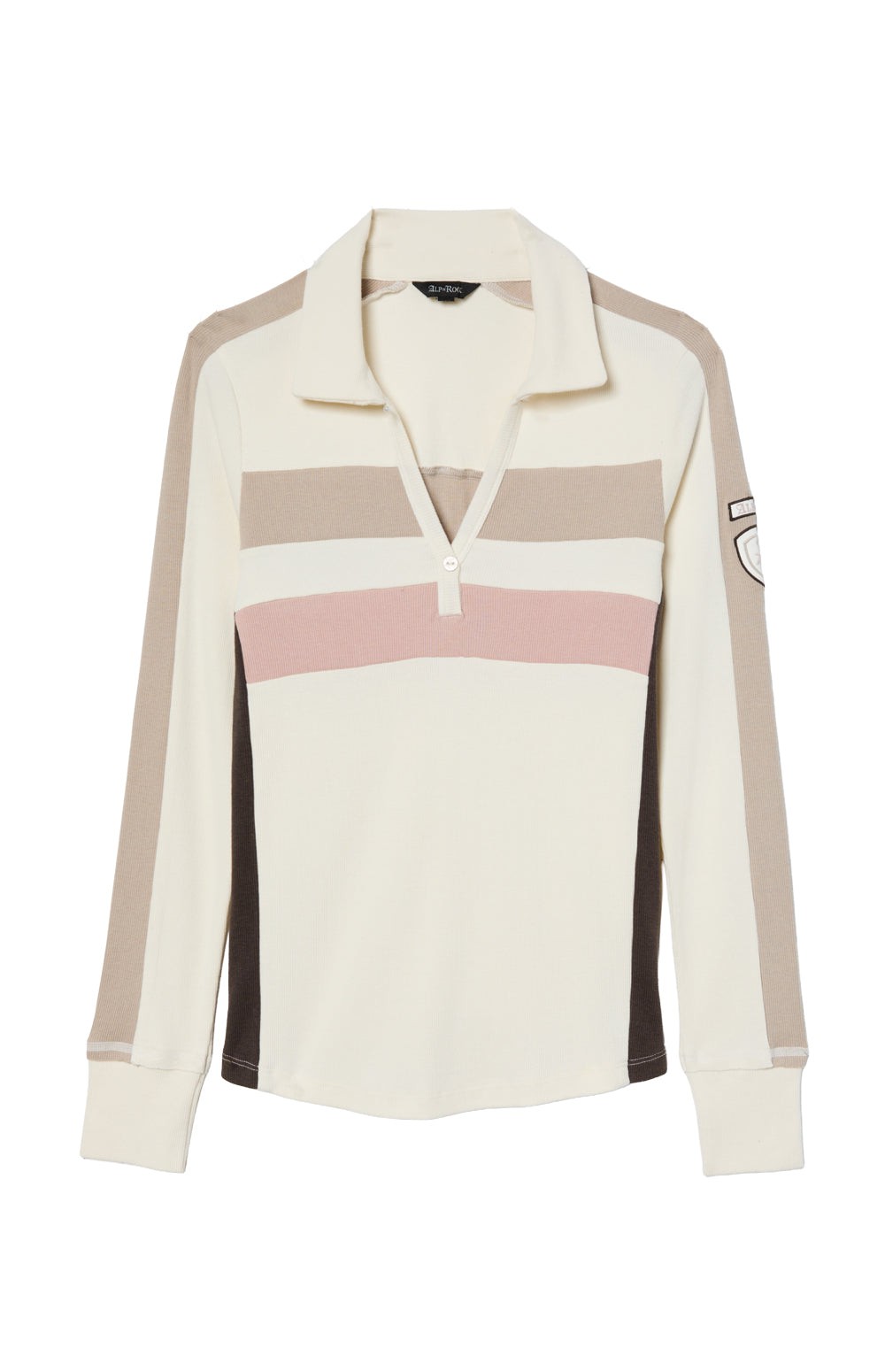 Mason Stripe Polo Shirt, Ivory | Alp N Rock Alp N Rock Womens Shirt Mason Stripe Polo Shirt | Ivory