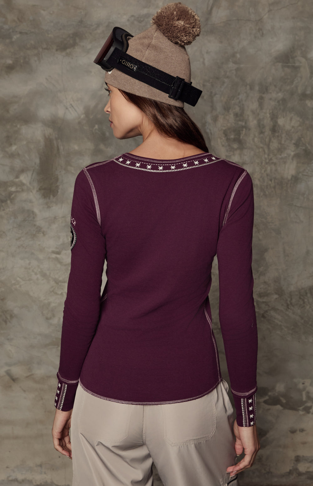 Natasha Henley Shirt, Dark Cherry | Alp N Rock Alp N Rock Womens Shirt Natasha Henley Shirt | Dark Cherry