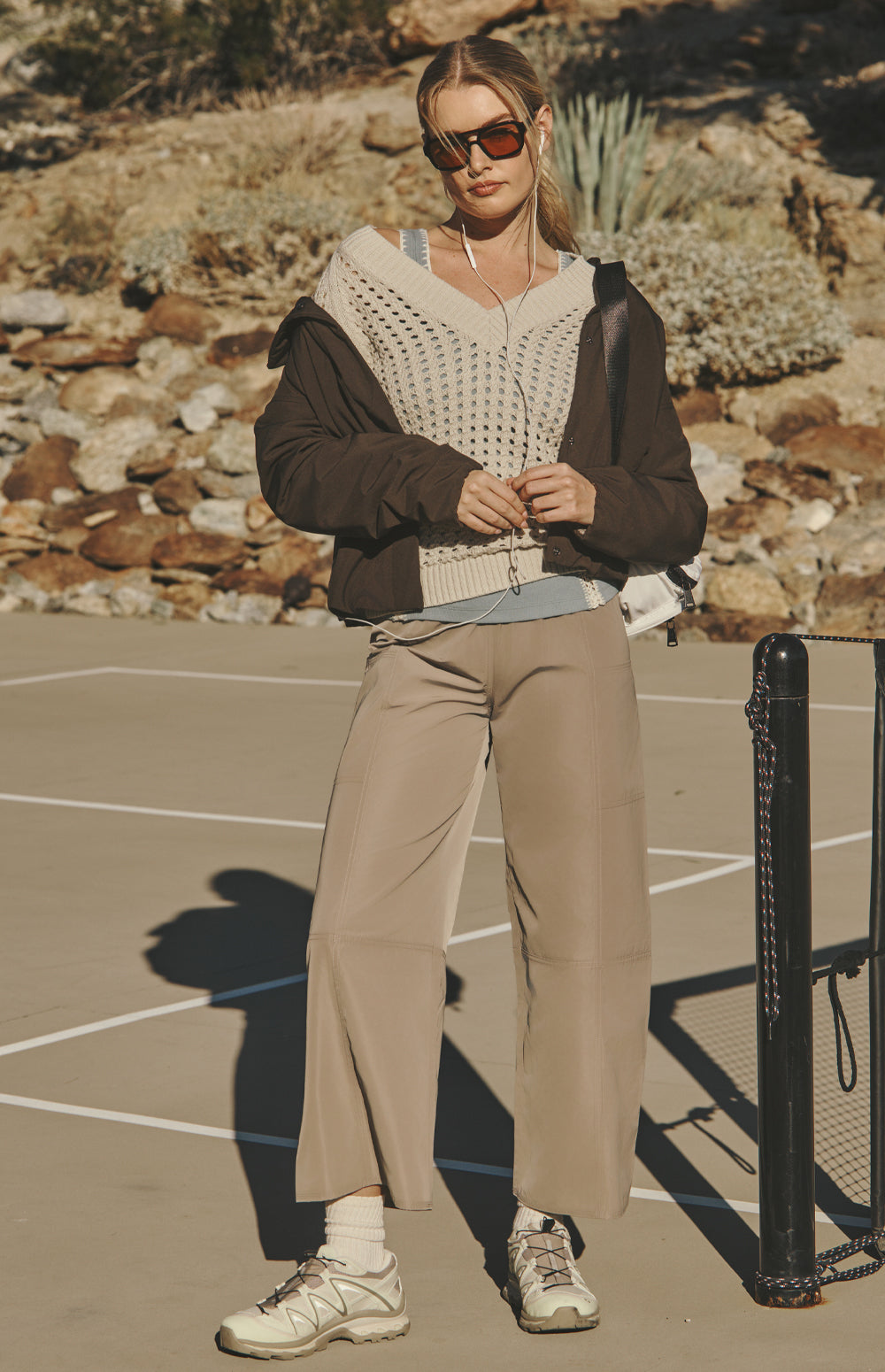 Alp N Rock Presley Tank, silver blue tank top for women with ivory accent stitching