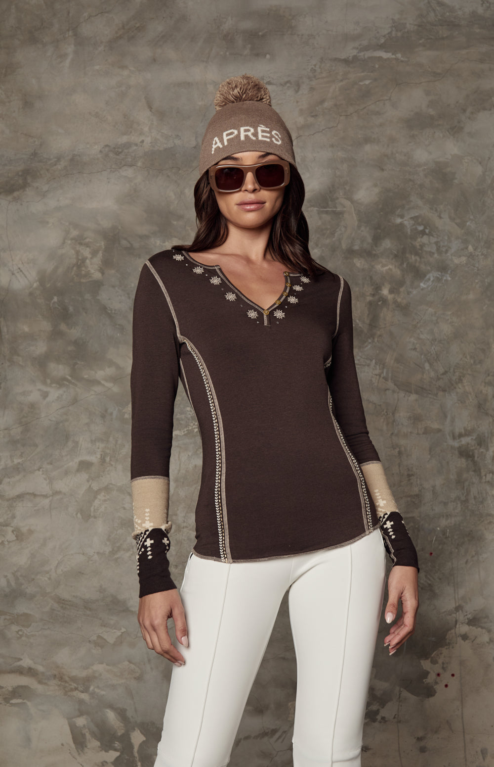 Shayne Mountain Henley Shirt, Coffee | Alp N Rock Alp N Rock Womens Shirt Shayne Mountain Henley Shirt | Coffee