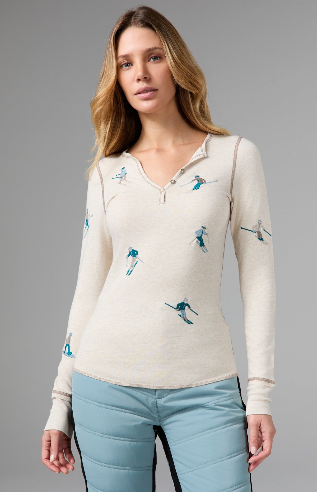 Slope II Henley Shirt, Heather Ivory/Fossil | Alp N Rock Alp N Rock Womens Shirt Slope II Henley Shirt | Heather Ivory/Fossil