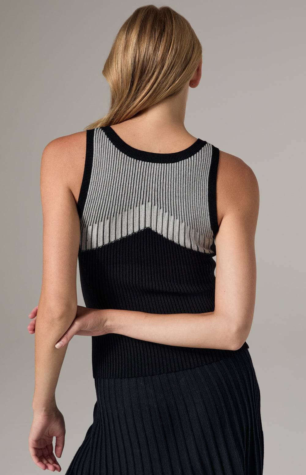 Alp N Rock Tallulah Tank, Women's Ribbed Knit Tank Top with Graphic Pattern in Grey, and Black