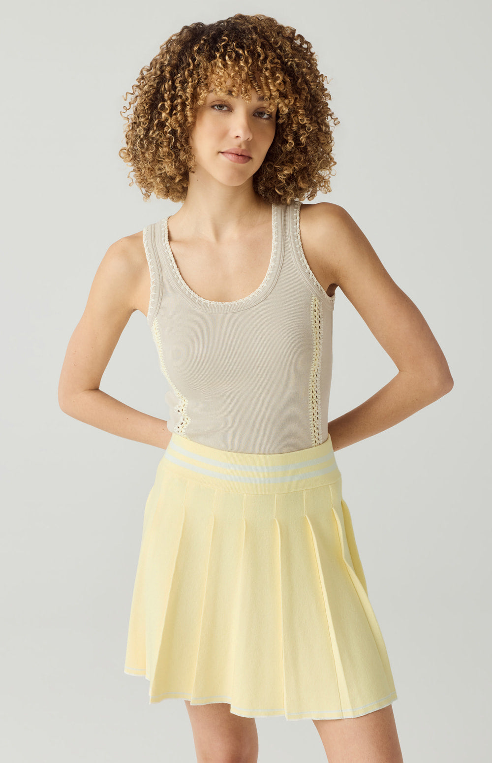 Casey Pleated Sweater Skirt, Soft Yellow | Alp N Rock Alp N Rock Womens Skirt Casey Pleated Sweater Skirt | Soft Yellow