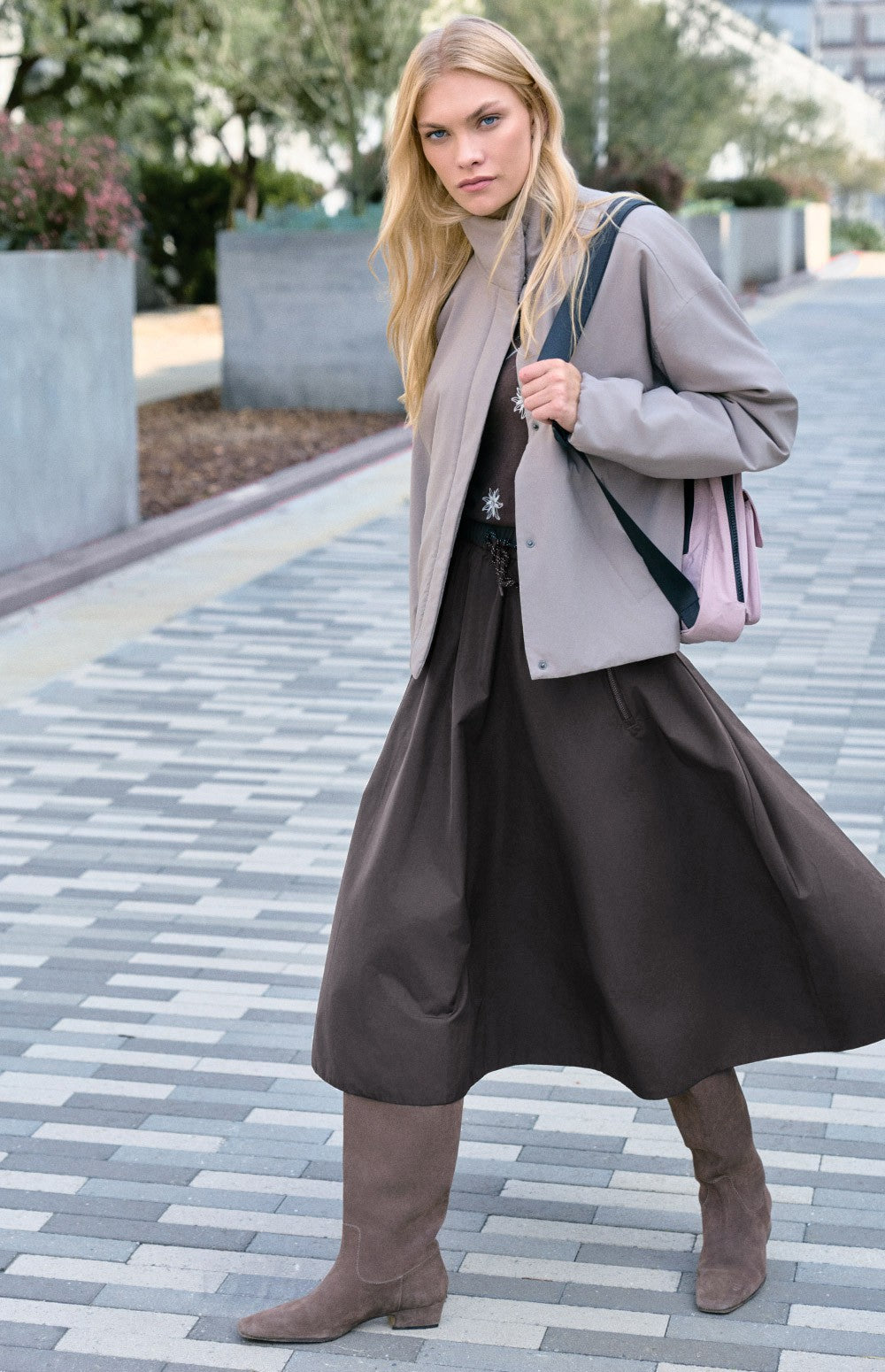 Chelsea Gathered Midi Skirt, Coffee | Alp N Rock Alp N Rock Womens Skirt Chelsea Gathered Midi Skirt | Coffee
