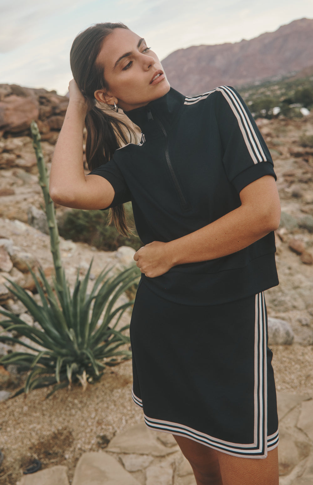 Alp N Rock Eloise Skirt, black mini skirt for women with stripe trim