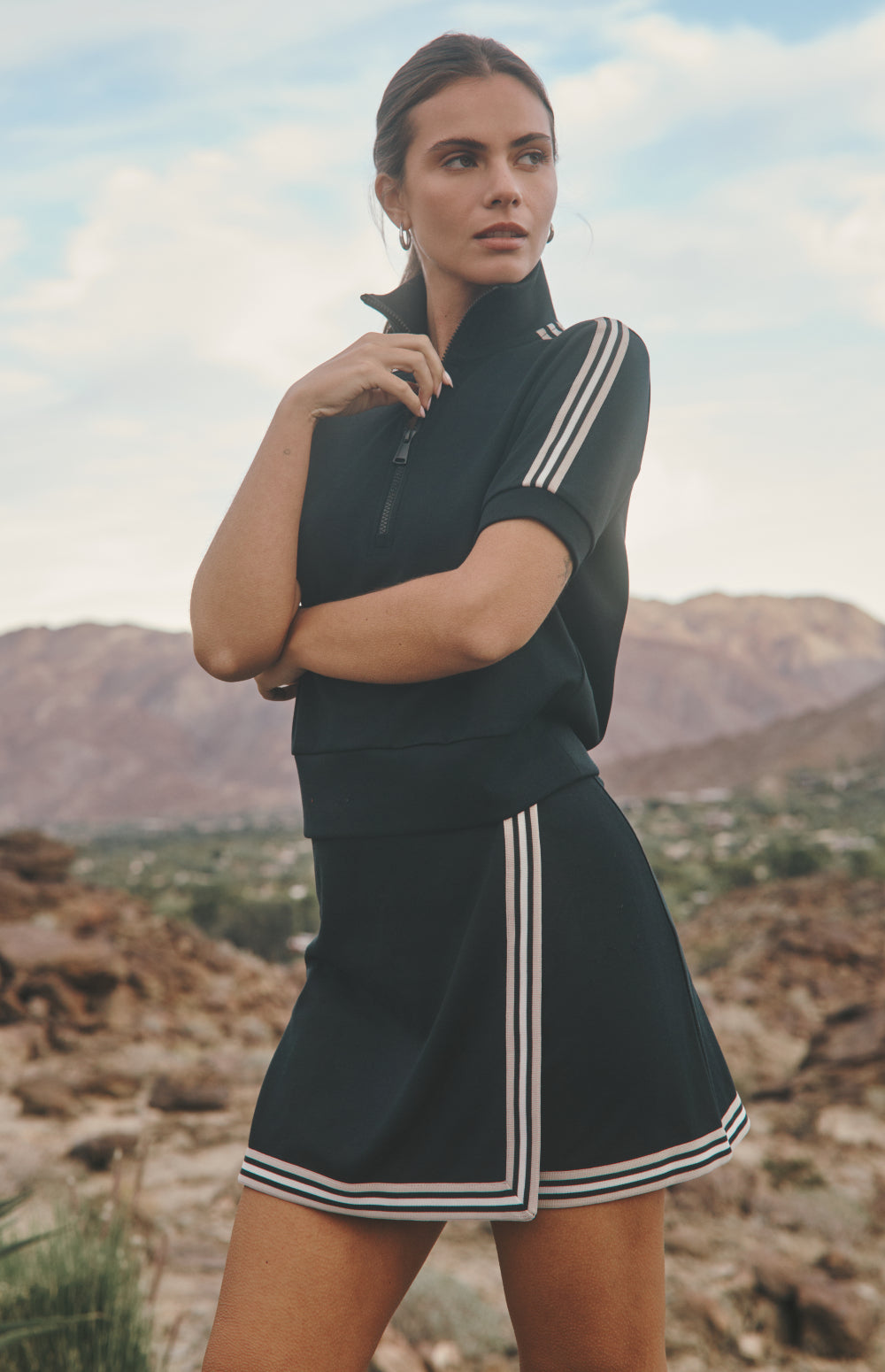 Alp N Rock Eloise Skirt, black mini skirt for women with stripe trim