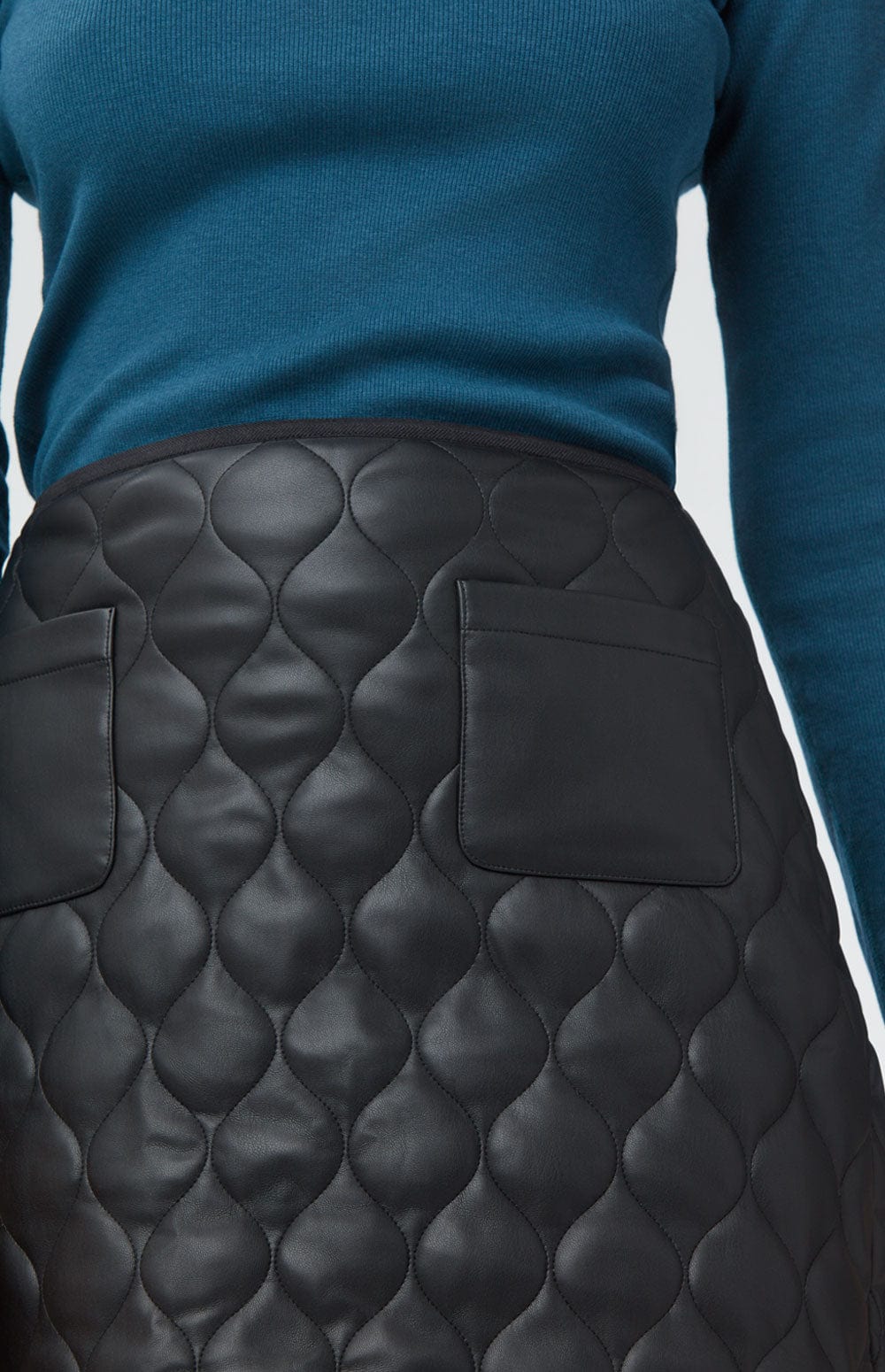 Alp N Rock Womens Skirt Kiko Quilted Skirt | Black Faux Leather