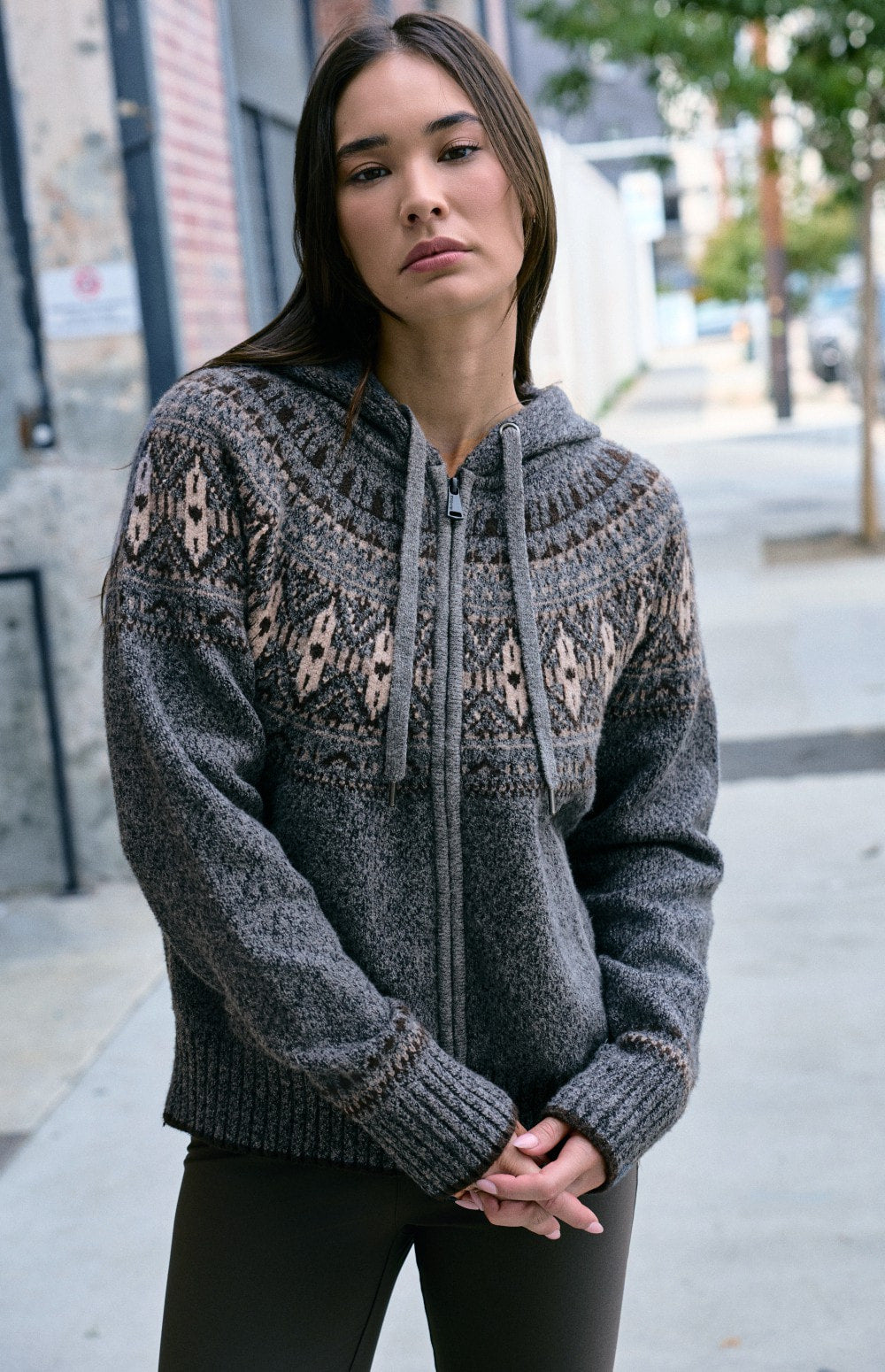 Alexandra Fair Isle Zip Sweater, Heather Grey | Alp N Rock Alp N Rock Womens Sweater Alexandra Fair Isle Zip Sweater | Heather Grey
