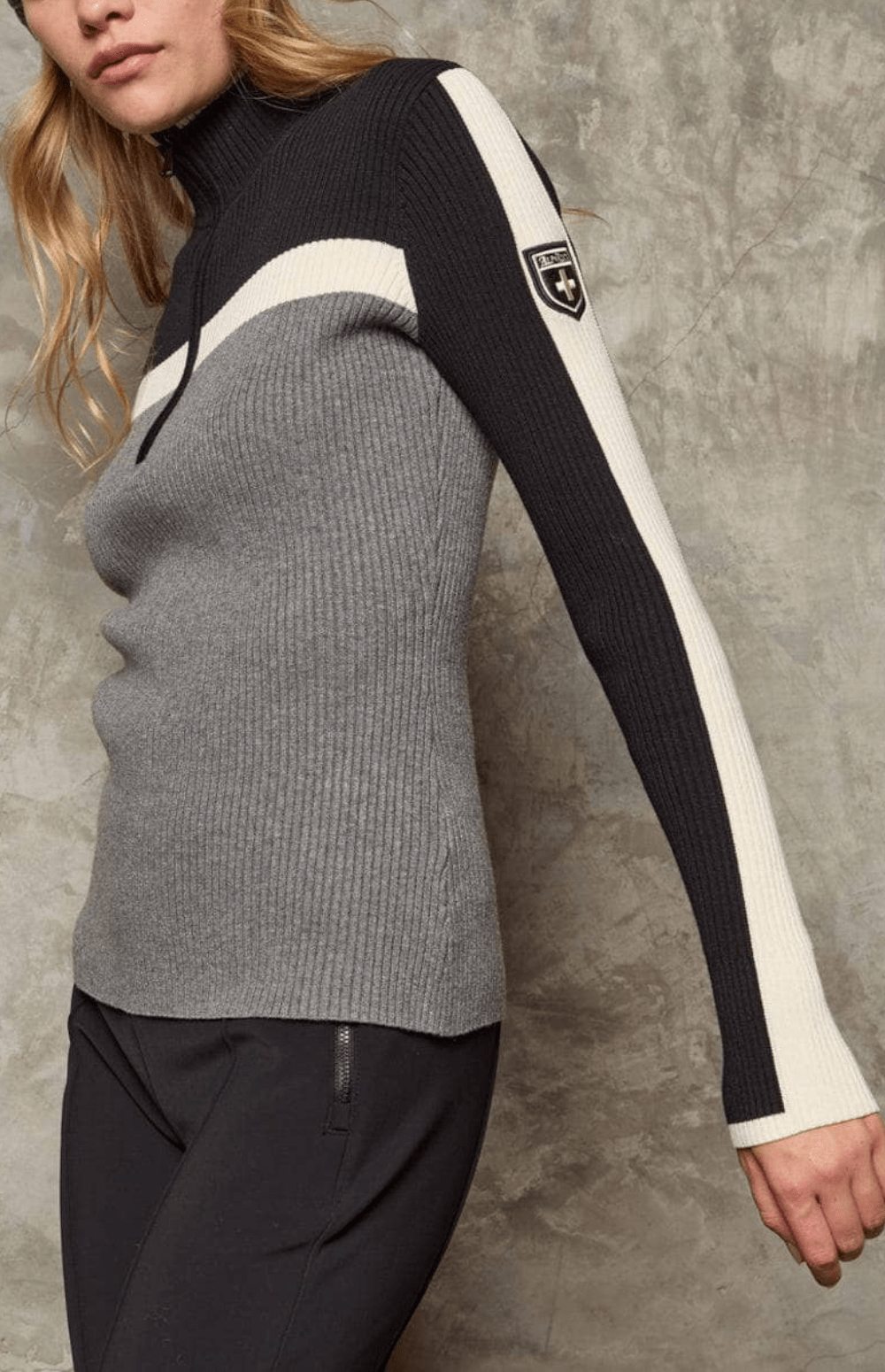 Ali Half-Zip Ski Sweater, Grey | Alp N Rock Alp N Rock Womens Sweater Ali 1/2 Zip Sweater | Heather Grey - Preloved