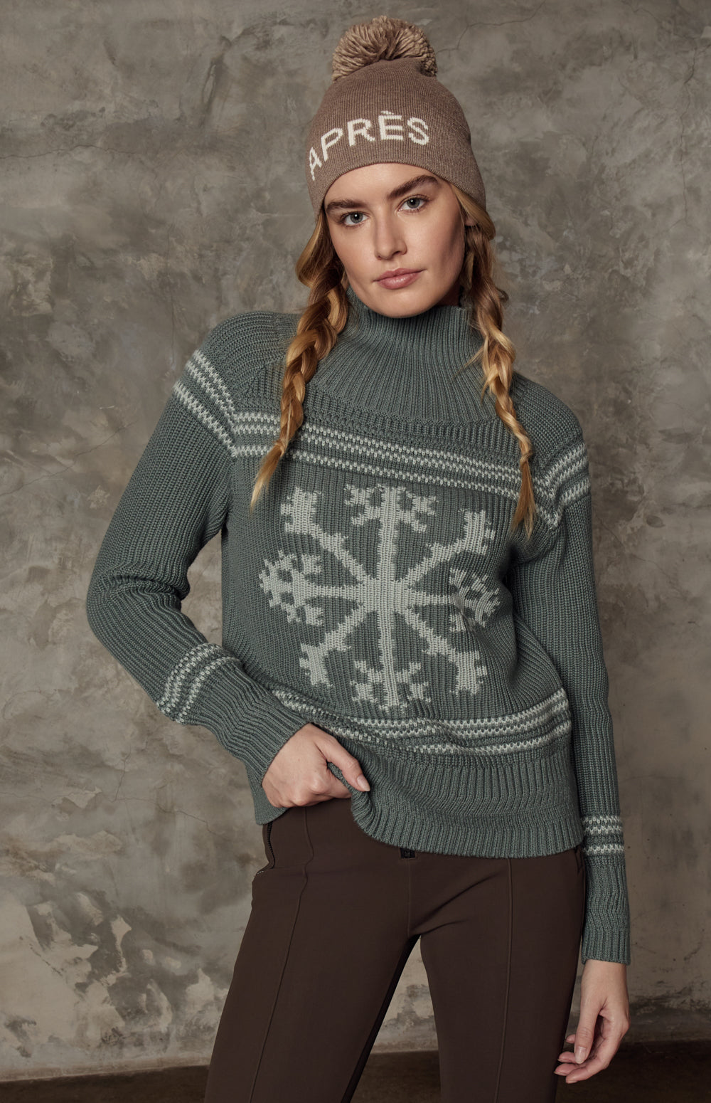Alora Mock Neck Ski Sweater, Eucalyptus | Alp N Rock Alp N Rock Womens Sweater Alora Mock Neck Ski Sweater | Eucalyptus
