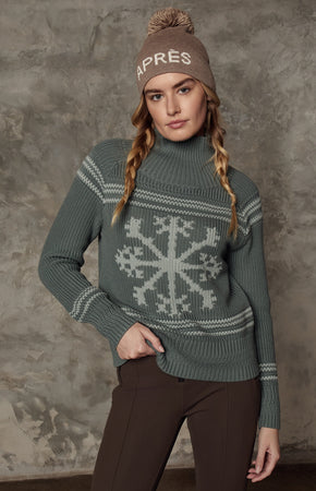 Alora Mock Neck Ski Sweater Eucalyptus