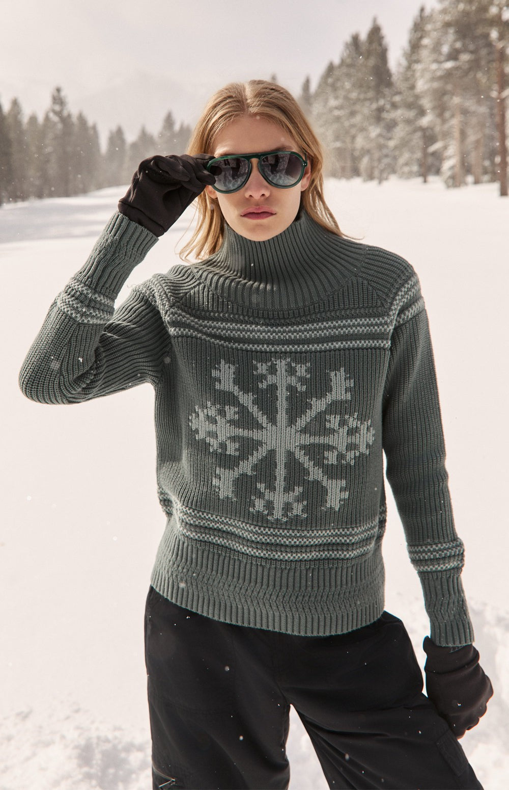 Alora Mock Neck Ski Sweater, Eucalyptus | Alp N Rock Alp N Rock Womens Sweater Alora Mock Neck Ski Sweater | Eucalyptus