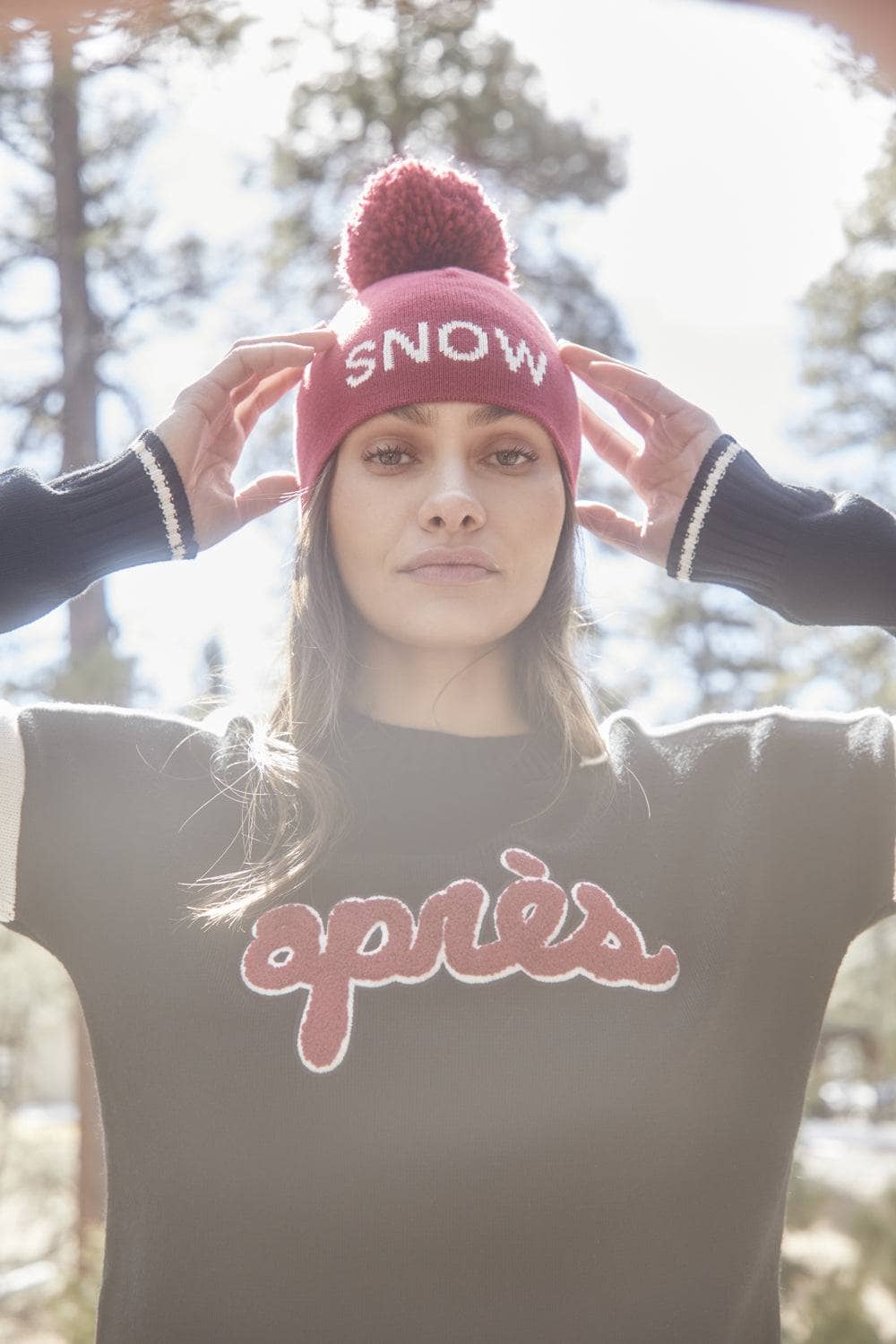 Apres Ski Sweater by Alp N Rock, Women's Black Apres Ski Sweater with Red Apres Lettering on Chest