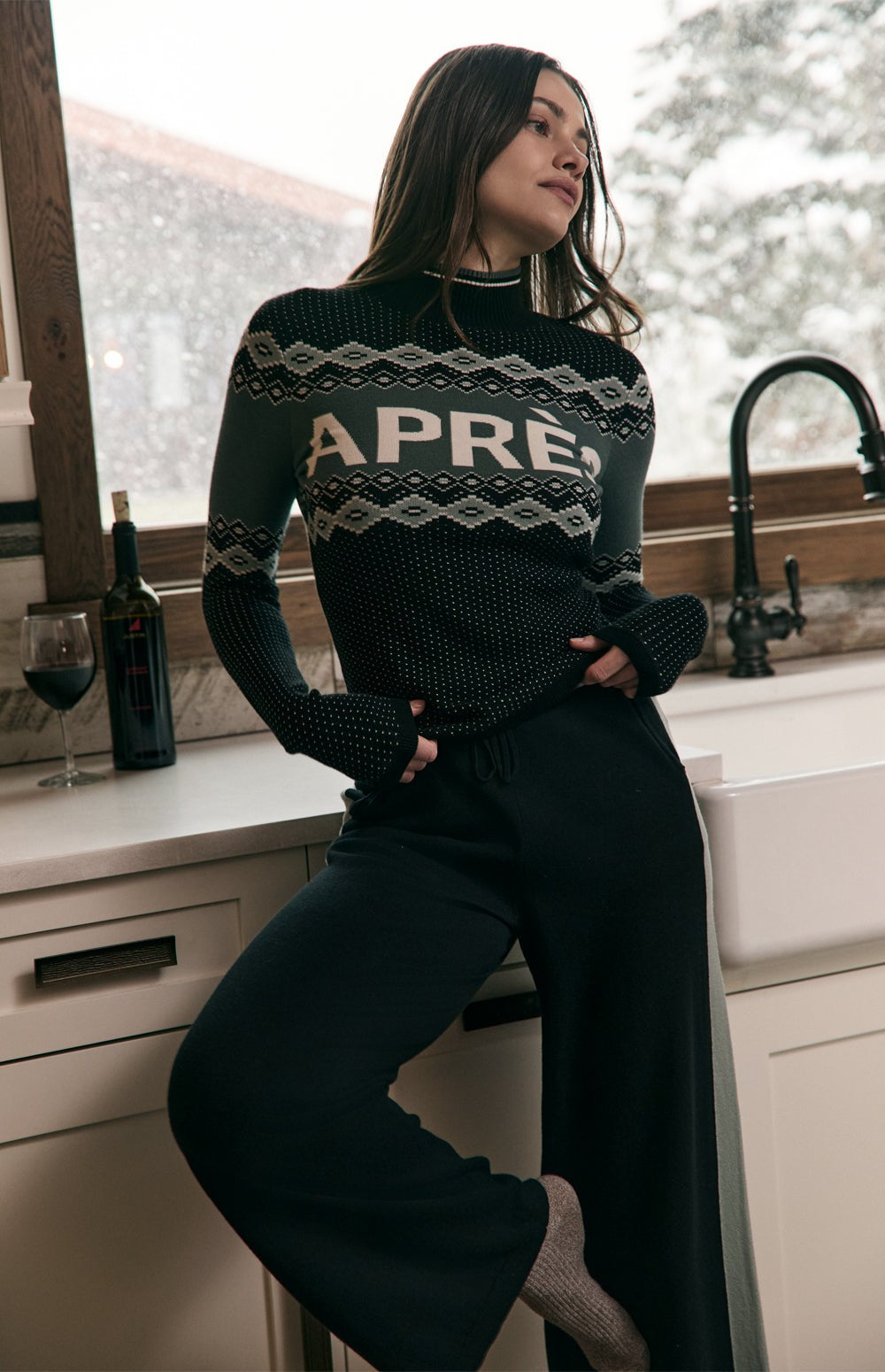 Aurora Mock Neck Ski Sweater, Eucalyptus | Alp N Rock Alp N Rock Womens Sweater Aurora Mock Neck Ski Sweater | Eucalyptus