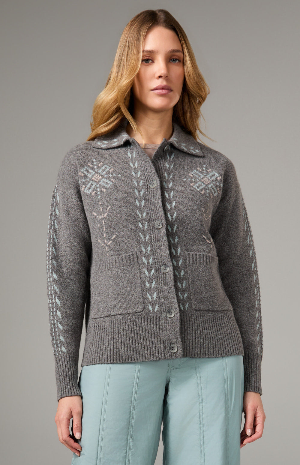 Alp N Rock Cheyenne Cardigan, heather grey button down cardigan for women