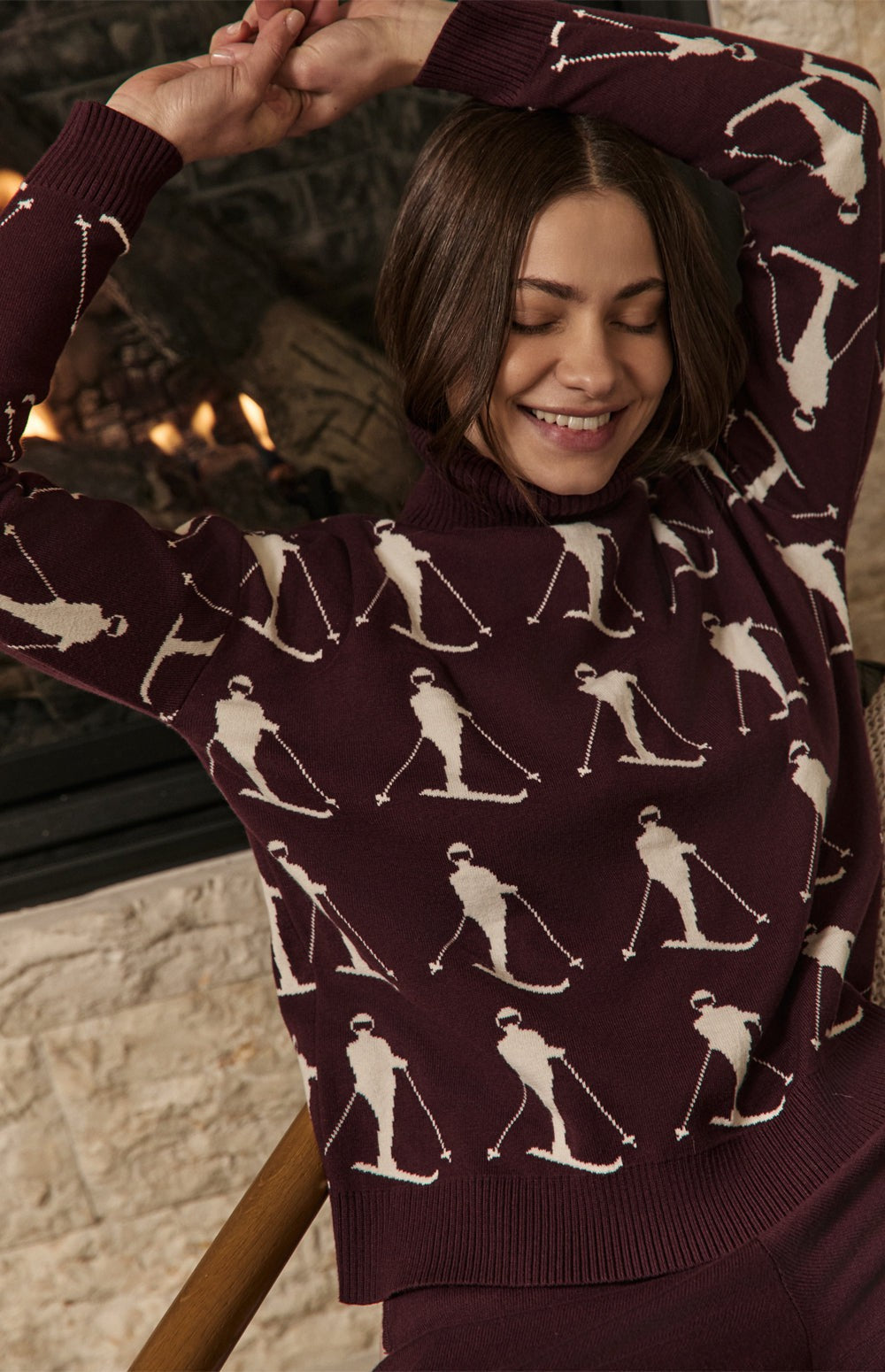 Dani Vintage Ski Sweater, Dark Cherry | Alp N Rock Alp N Rock Womens Sweater Dani Vintage Ski Sweater | Dark Cherry
