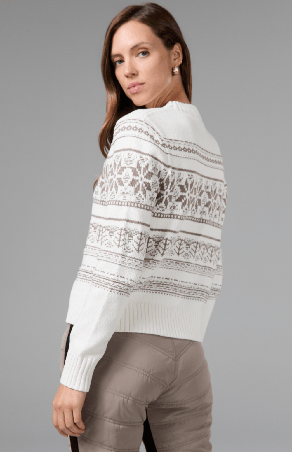 Alp N Rock Danika Fair Isle Sweater, white crew neck sweater for women