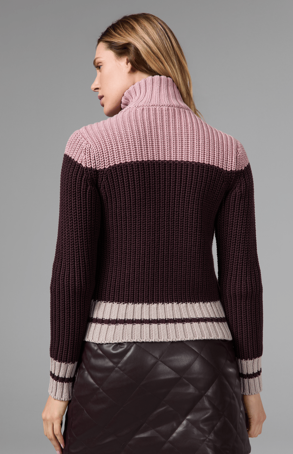 Alp N Rock Daphne Zip Stripe Cardigan, dark red striped zip cardigan for women