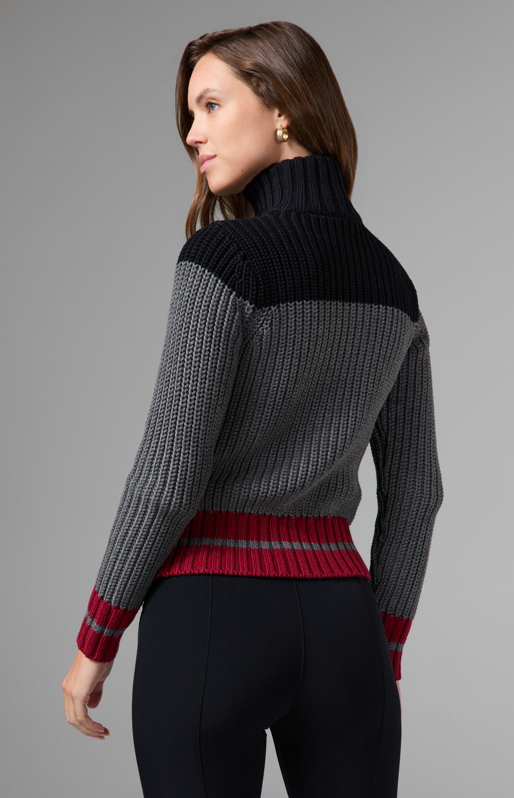 Alp N Rock Daphne Zip Stripe Cardigan, heather grey striped zip cardigan for women