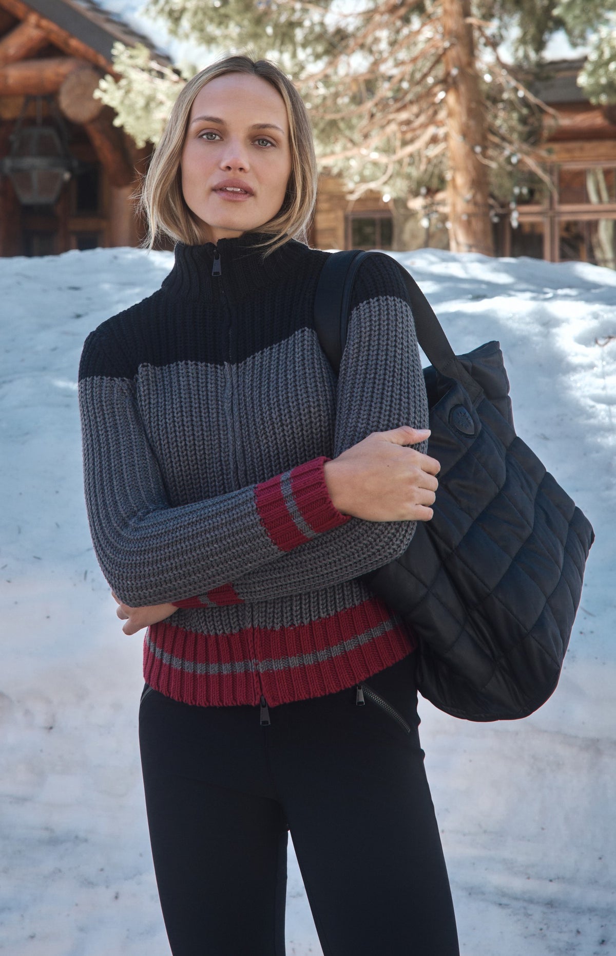 Daphne Zip Stripe Cardigan, Heather Grey | Alp N Rock Alp N Rock Womens Sweater Daphne Zip Stripe Cardigan | Heather Grey