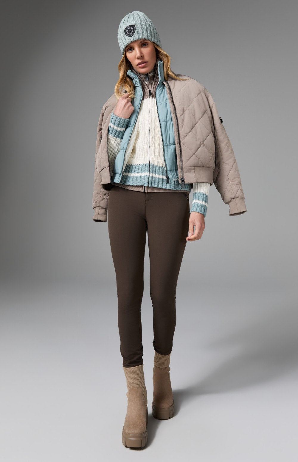 Alp N Rock Daphne Zip Stripe Cardigan, white striped zip cardigan for women