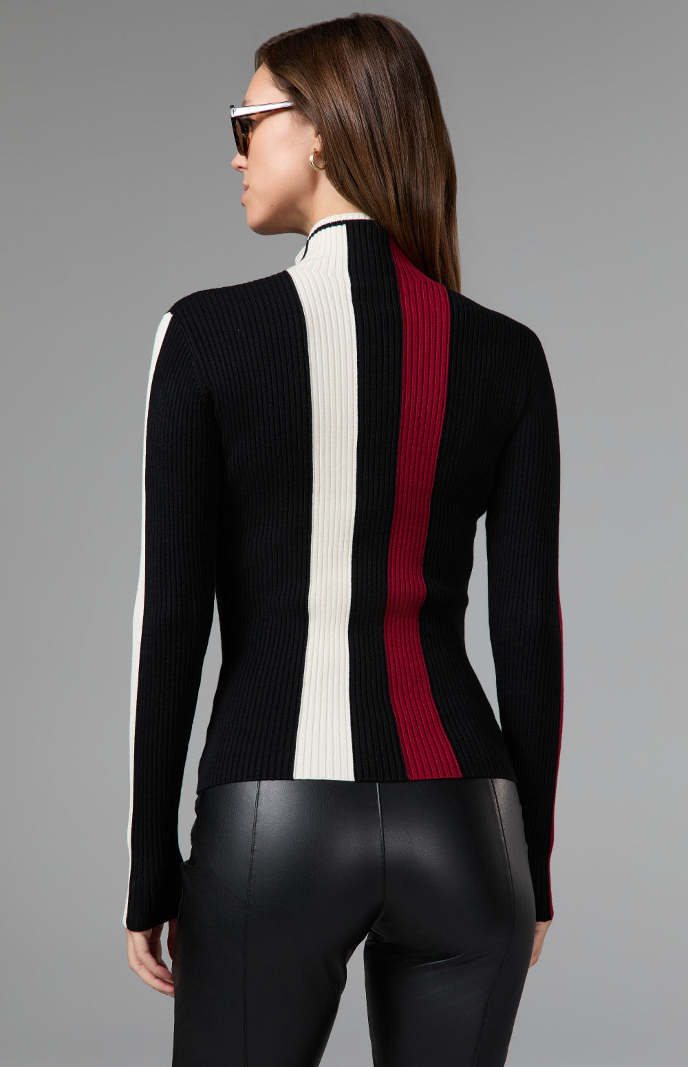 Alp N Rock Emily Ribbed Zip Sweater, black full zip fitted sweater for women